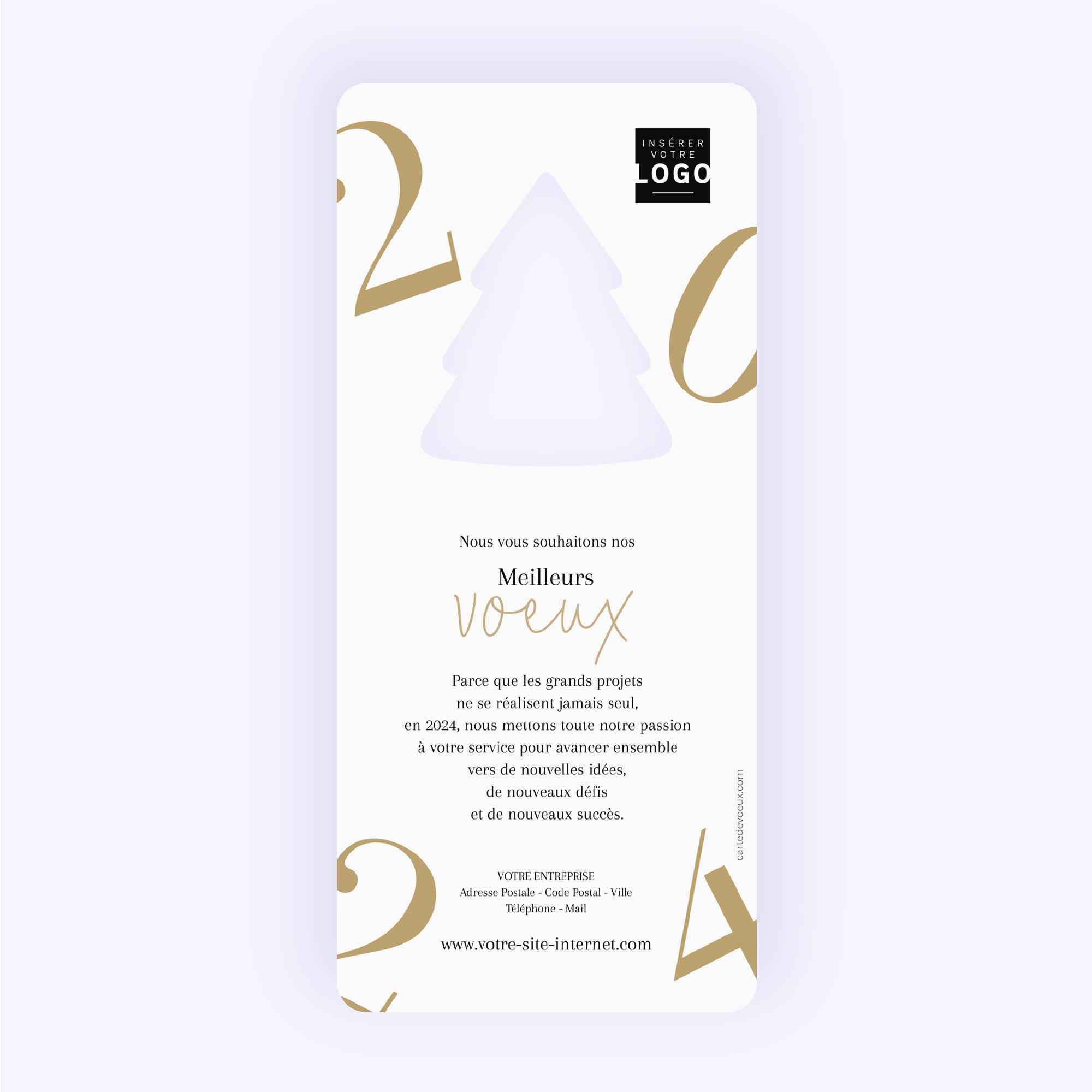Contrastes | Vœux professionnels • Carte de voeux dorure • Vertical sapin photo N° 2