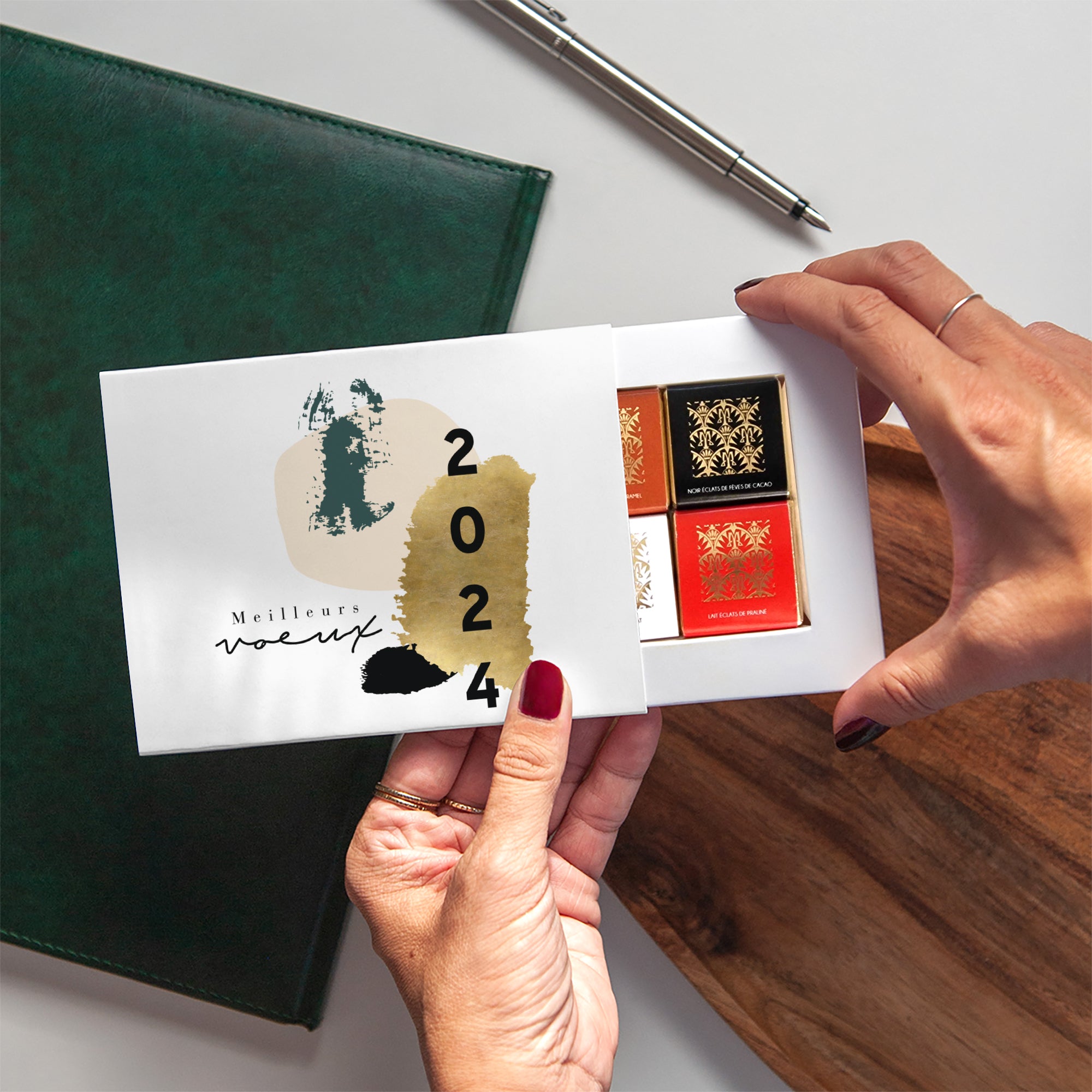 Médaillons colorés | Vœux professionnels • Carte chocolats • Chocolats photo N° 2