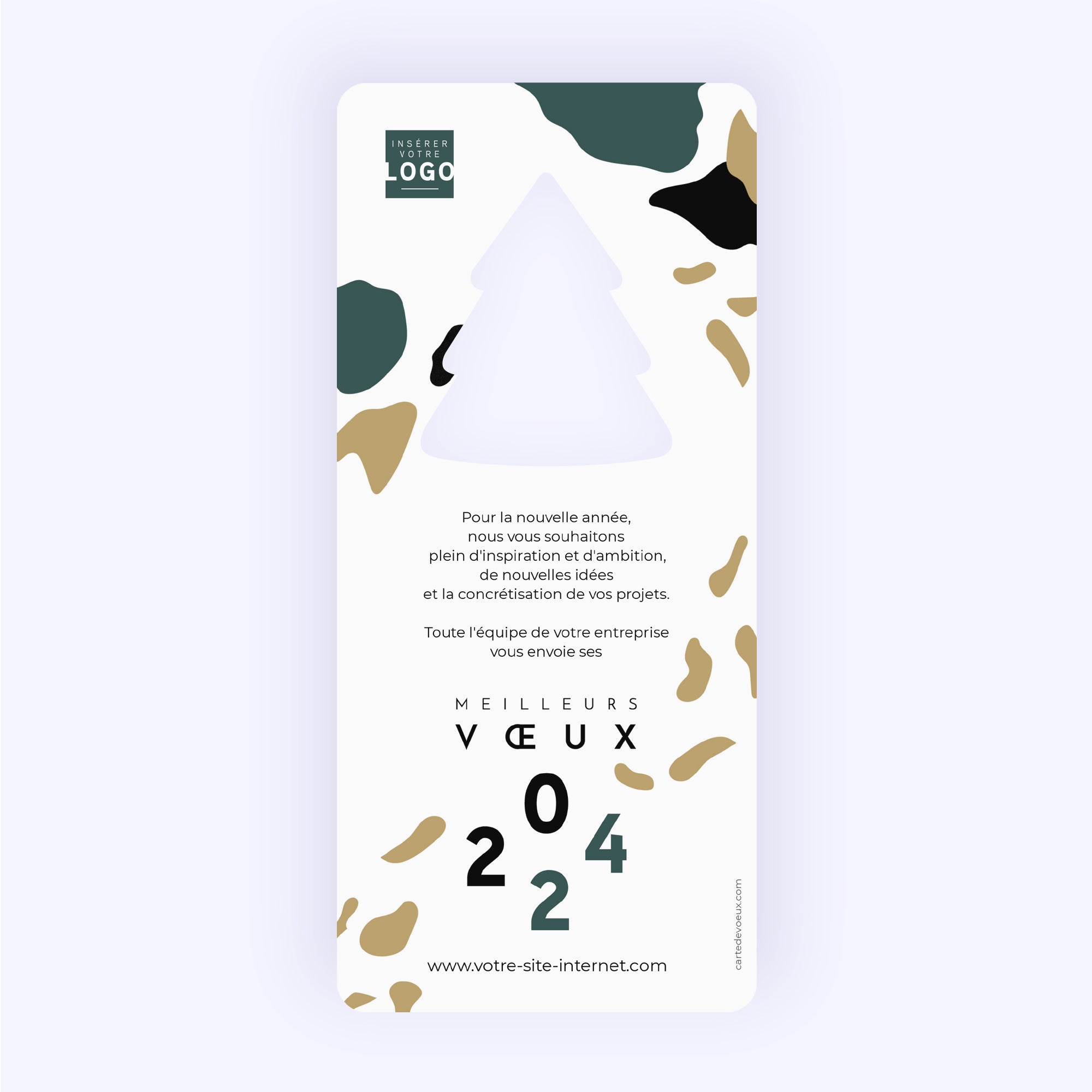 Jungle | Vœux professionnels • Carte de voeux dorure • Vertical sapin photo N° 2