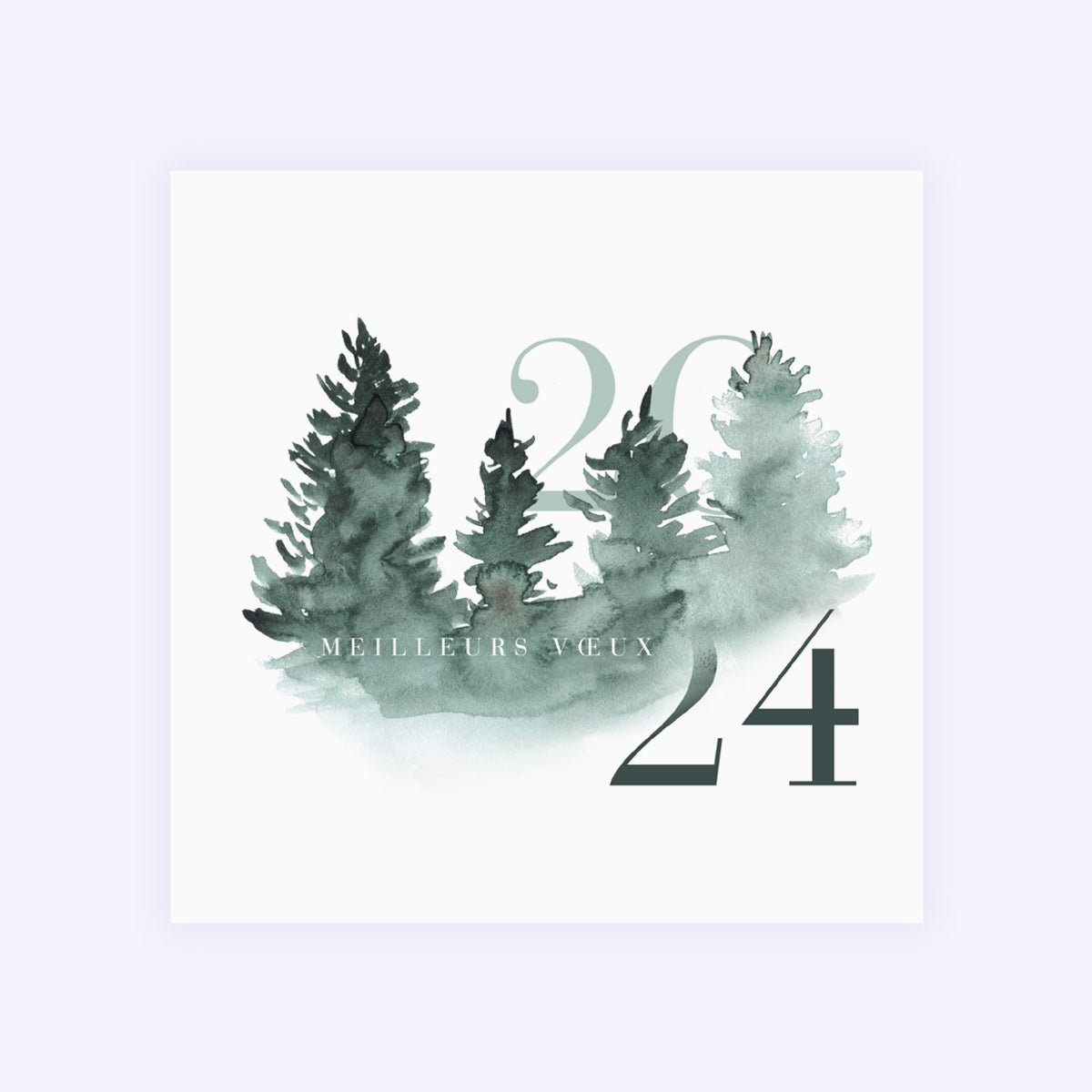 Sapins Aquarelle | Vœux professionnels • Carte de voeux • Carré photo N° 1