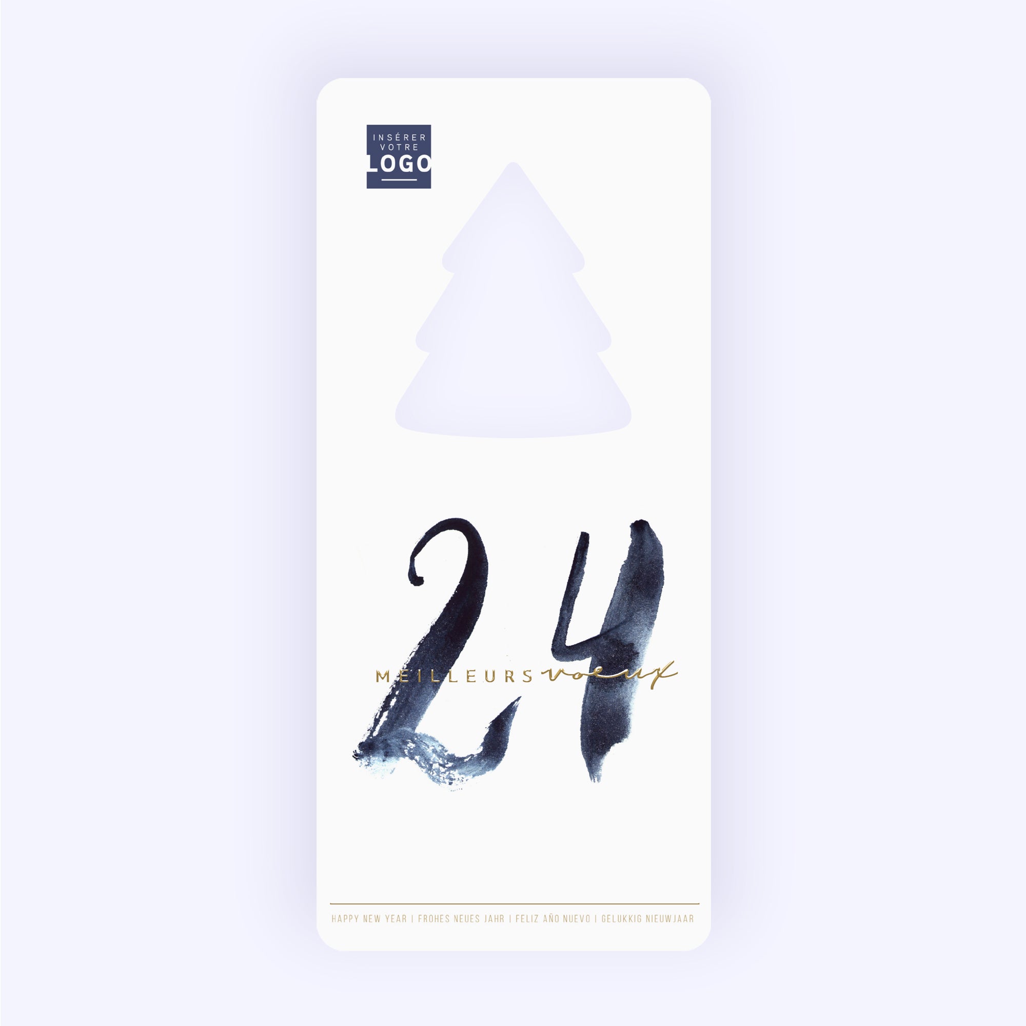 Peinture à l'Eau | Vœux professionnels • Carte de voeux dorure • Vertical sapin photo N° 1