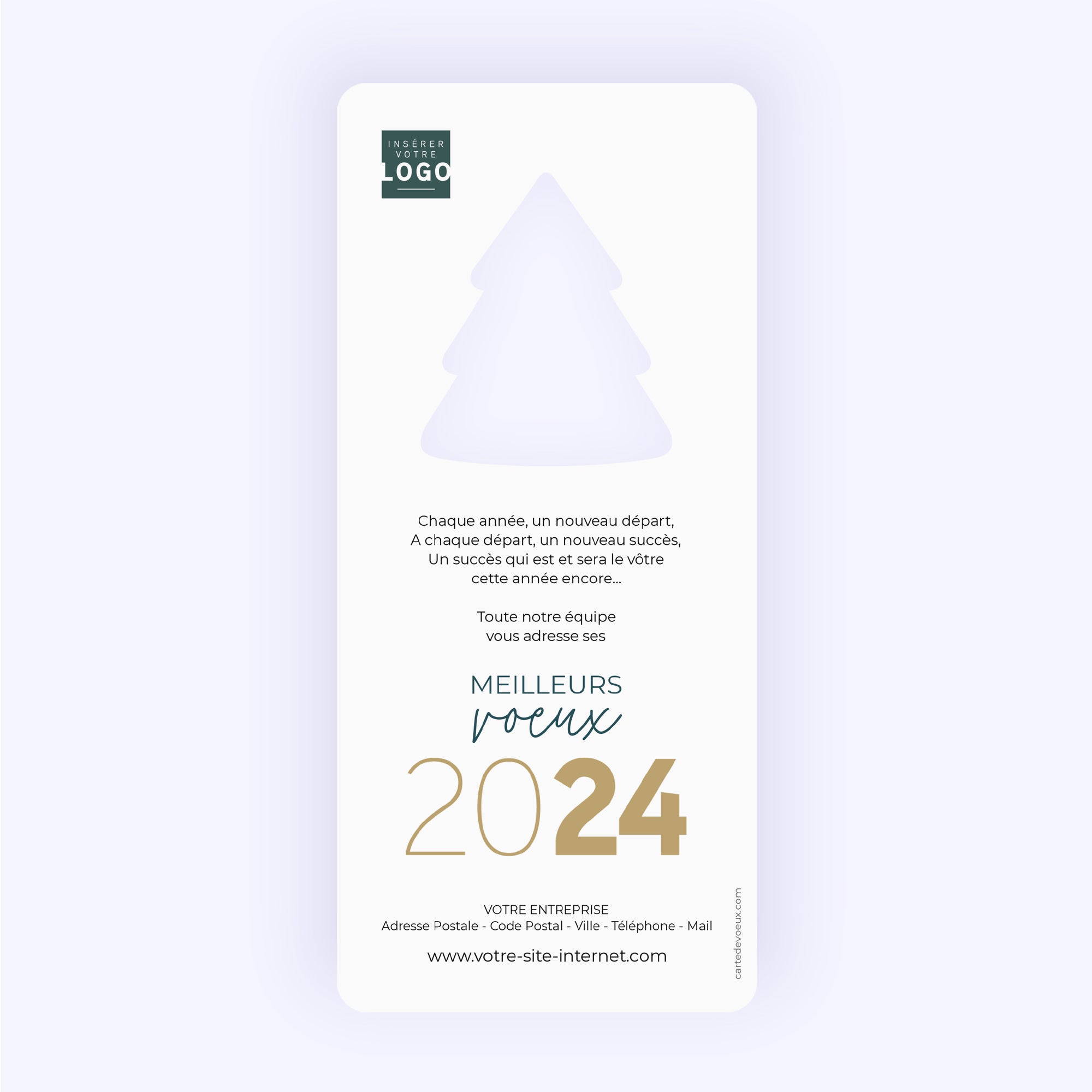 Liseré doré | Vœux professionnels • Carte de voeux dorure • Vertical sapin photo N° 2