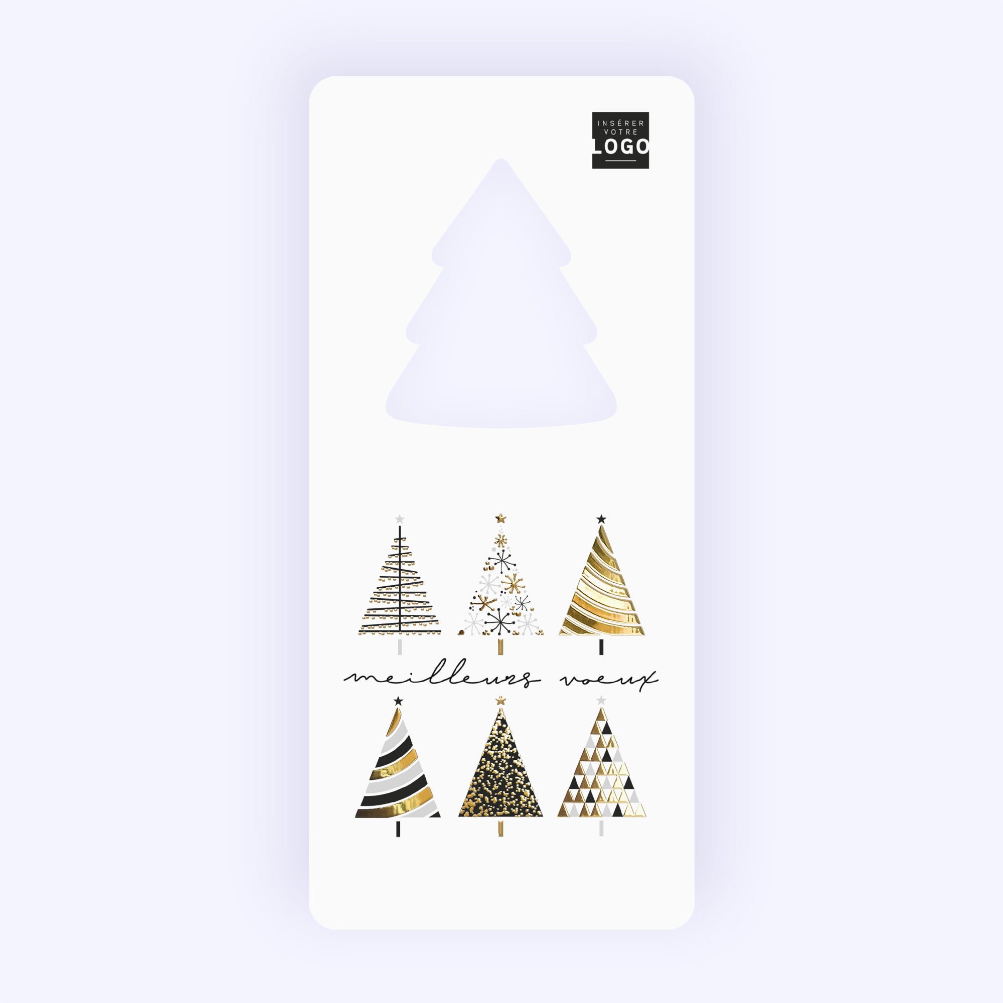 Sapins graphiques | Vœux professionnels • Carte de voeux dorure photo N° 1