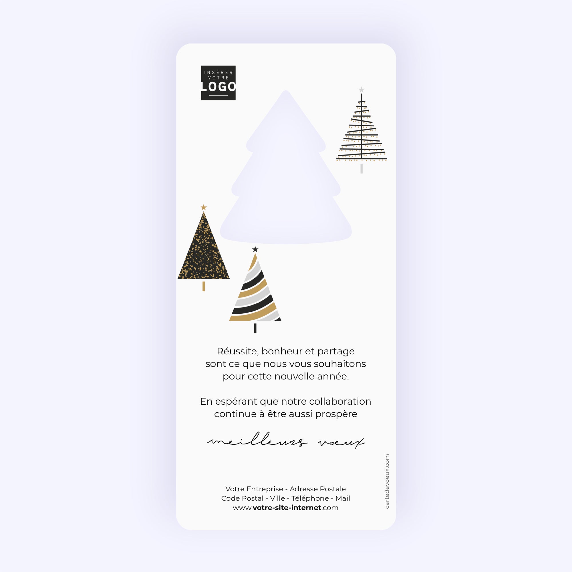 Sapins graphiques | Vœux professionnels • Carte de voeux dorure photo N° 2