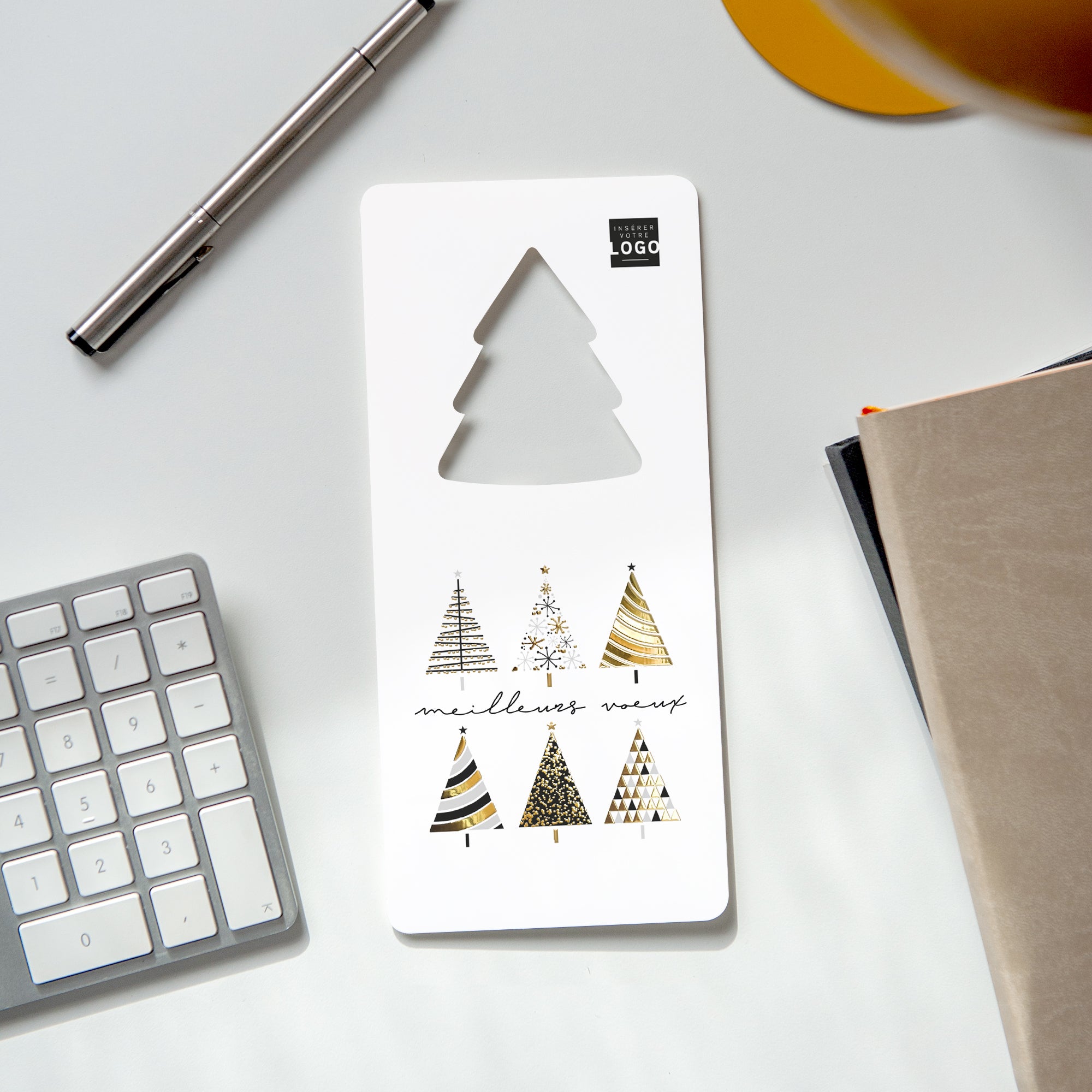 Sapins graphiques | Vœux professionnels • Carte de voeux dorure photo N° 4