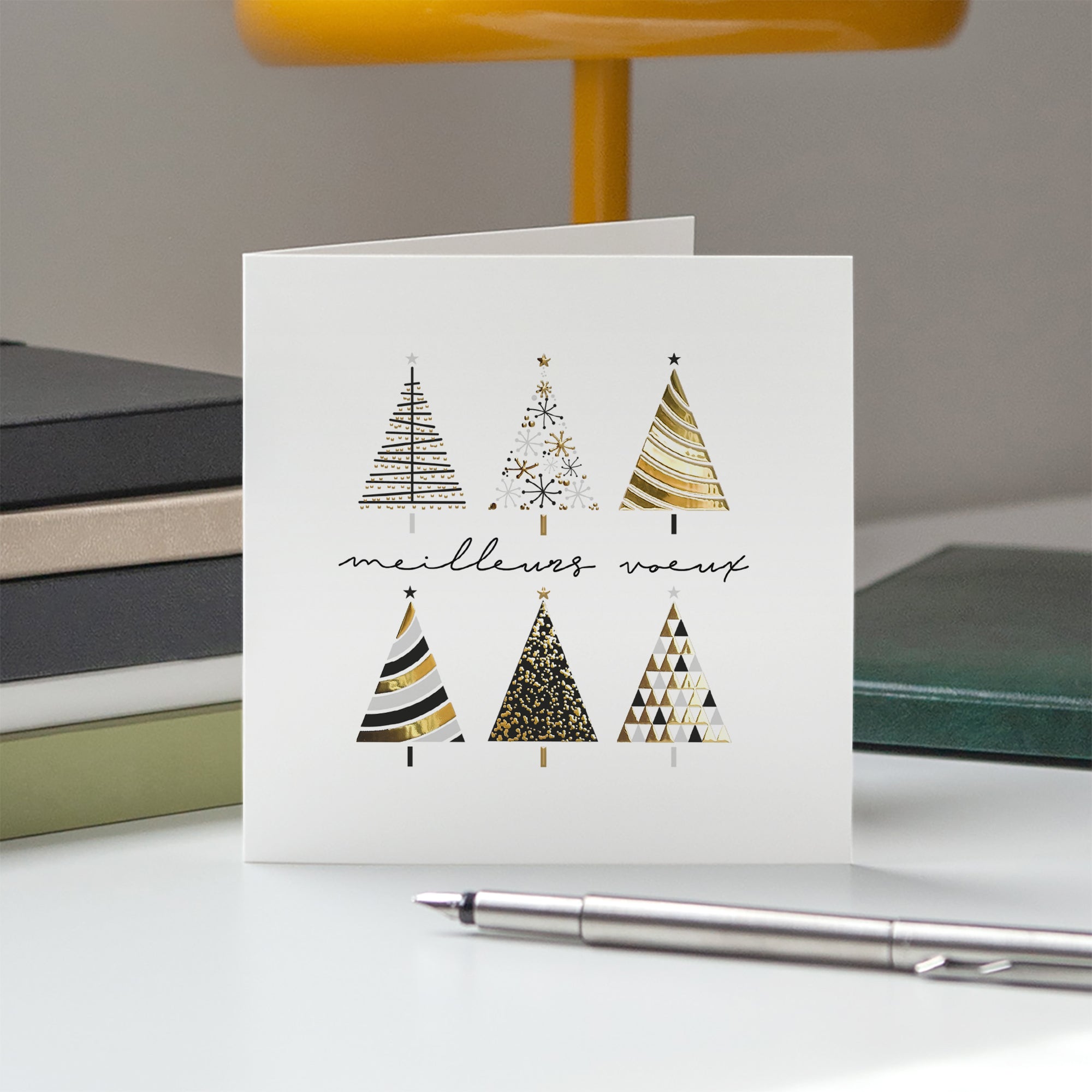 Sapins graphiques | Vœux professionnels • Carte de voeux dorure photo N° 5