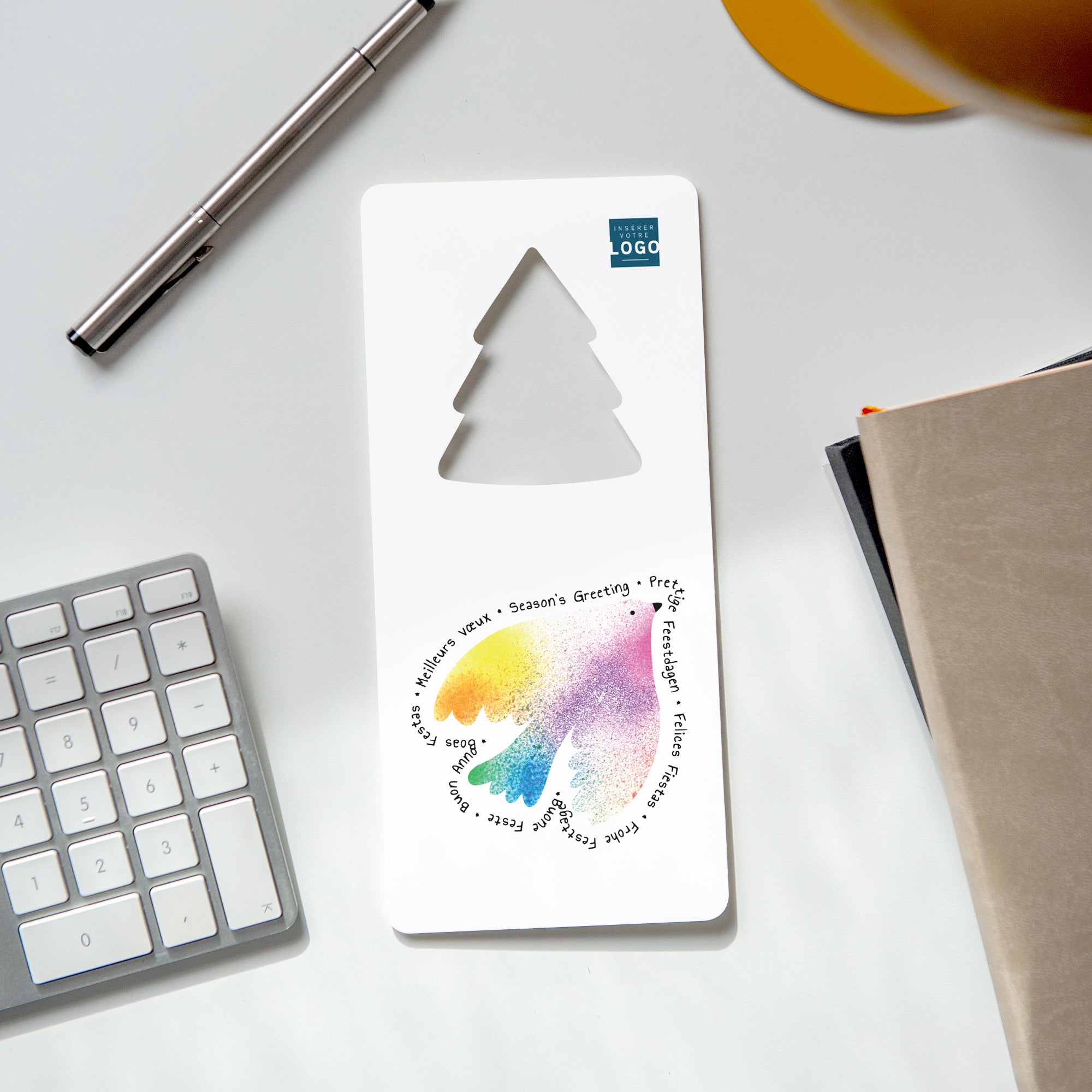 Colombe colorée | Vœux professionnels • Carte de voeux • Vertical sapin photo N° 4