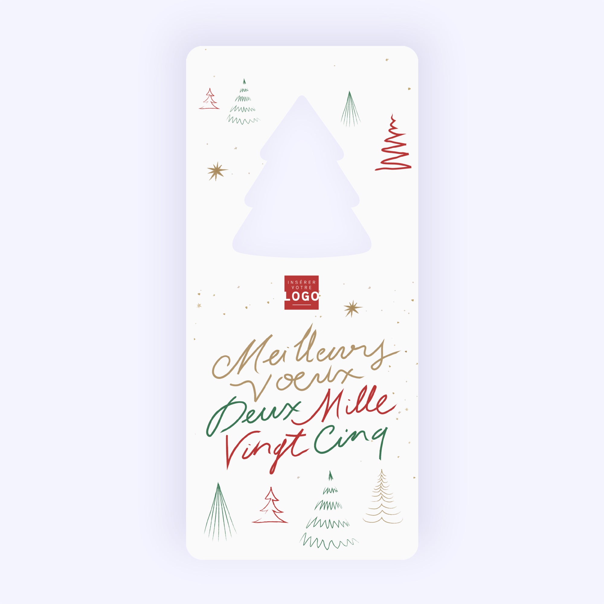 Voeux manuscrit | Vœux professionnels • Carte de voeux • Vertical sapin photo N° 1