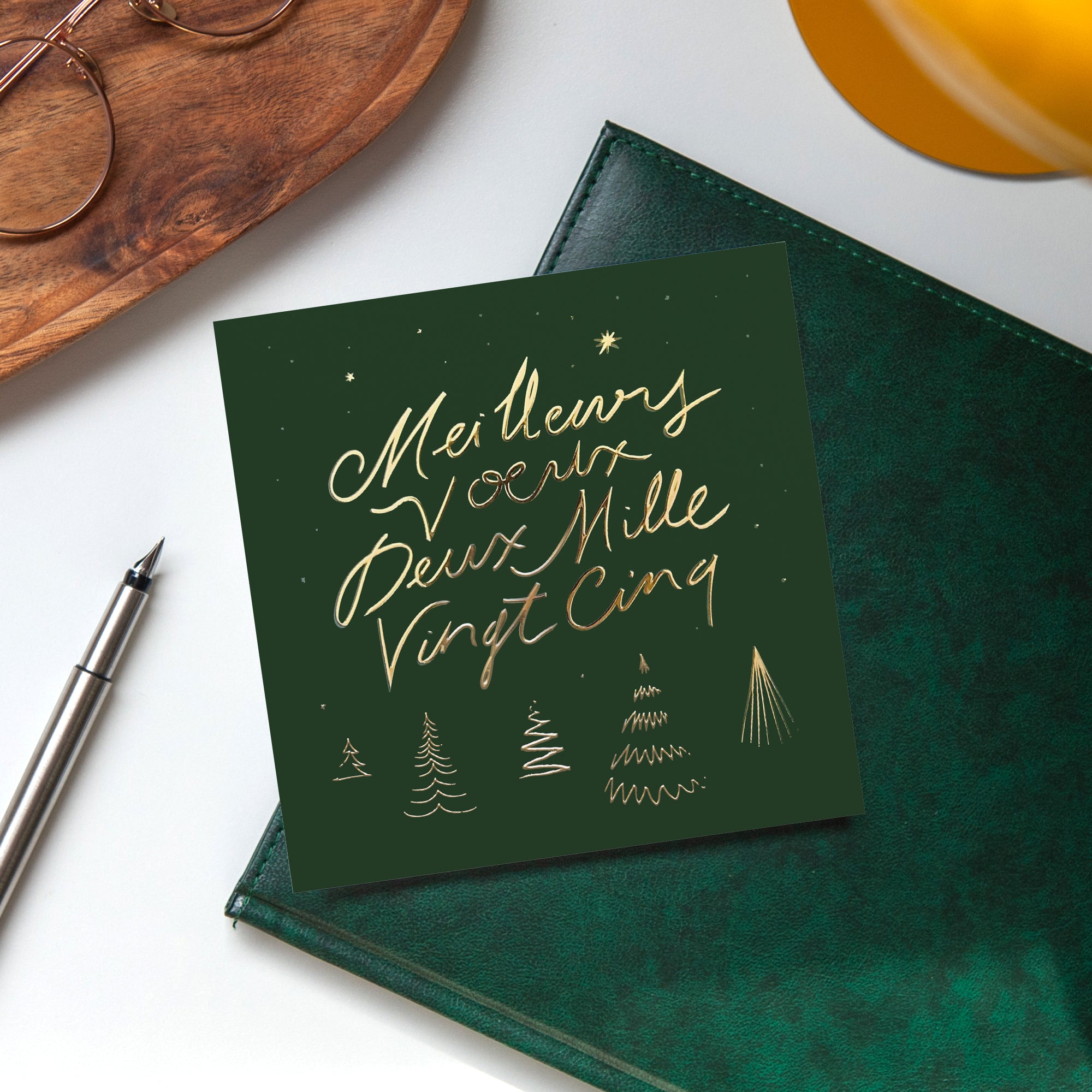 Voeux manuscrit dorée | Vœux professionnels • Carte de voeux dorure photo N° 4