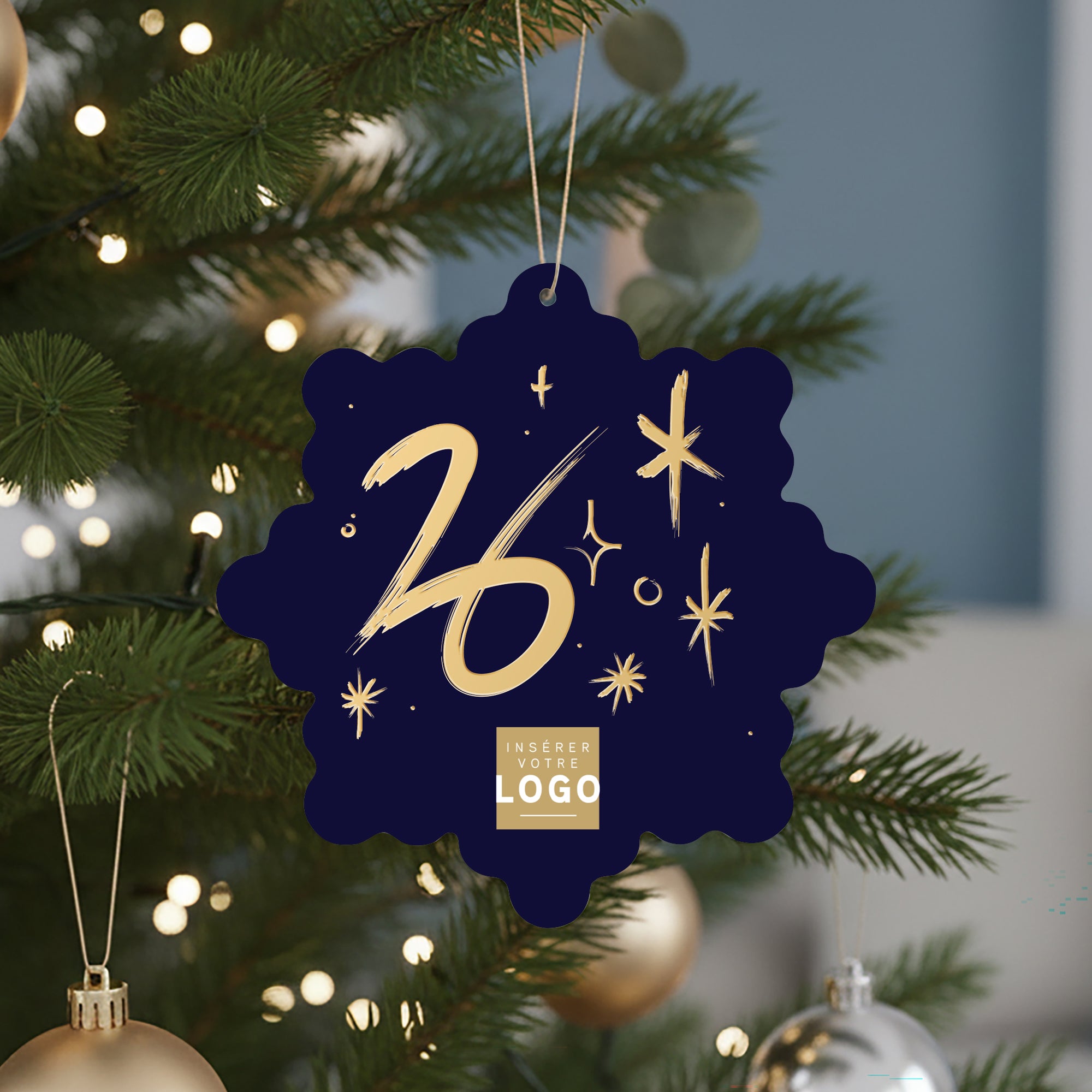 Gold marker | Vœux professionnels • Boule de Noël papier • Flocon photo N° 4