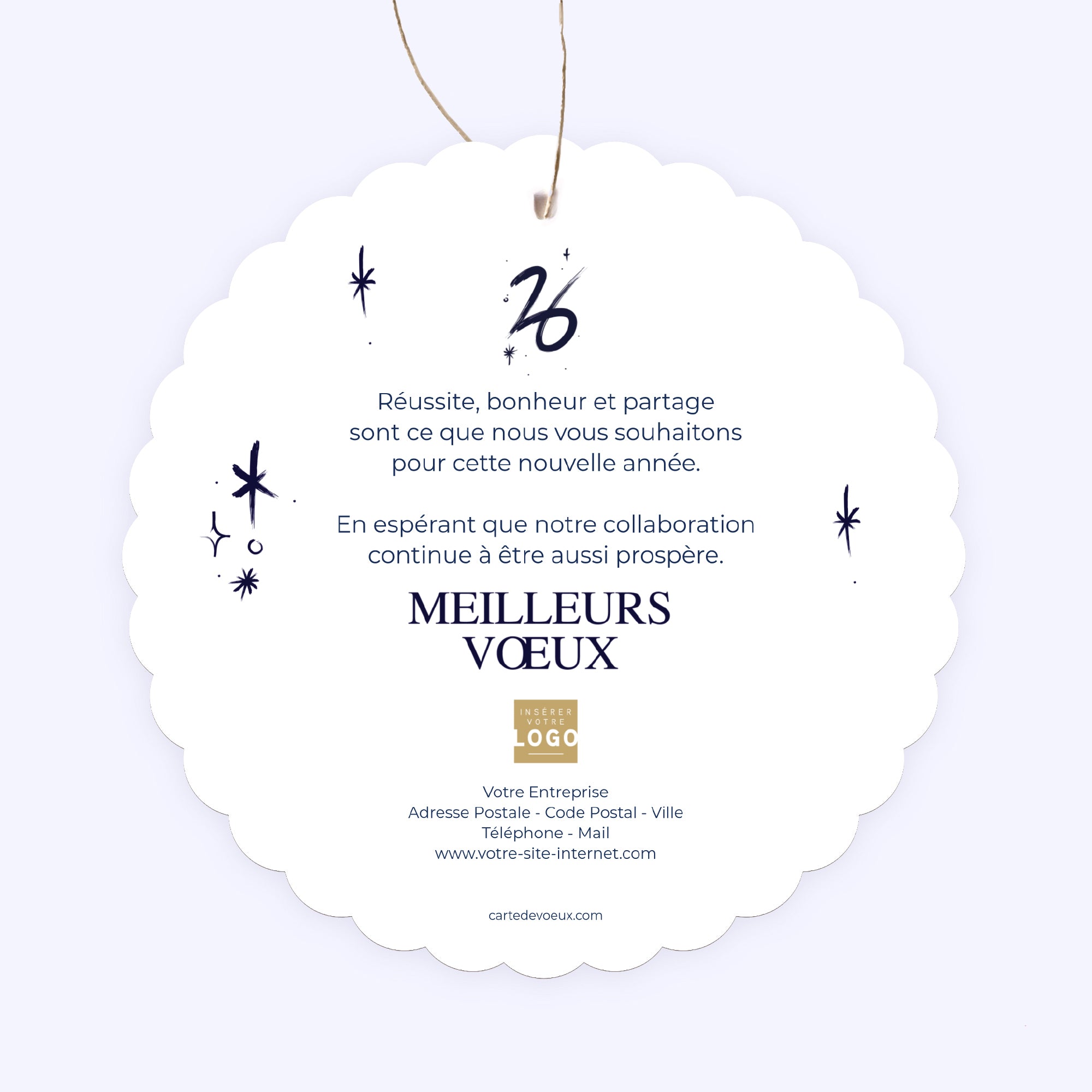 Gold marker | Vœux professionnels • Boule de Noël papier • Ronde photo N° 2