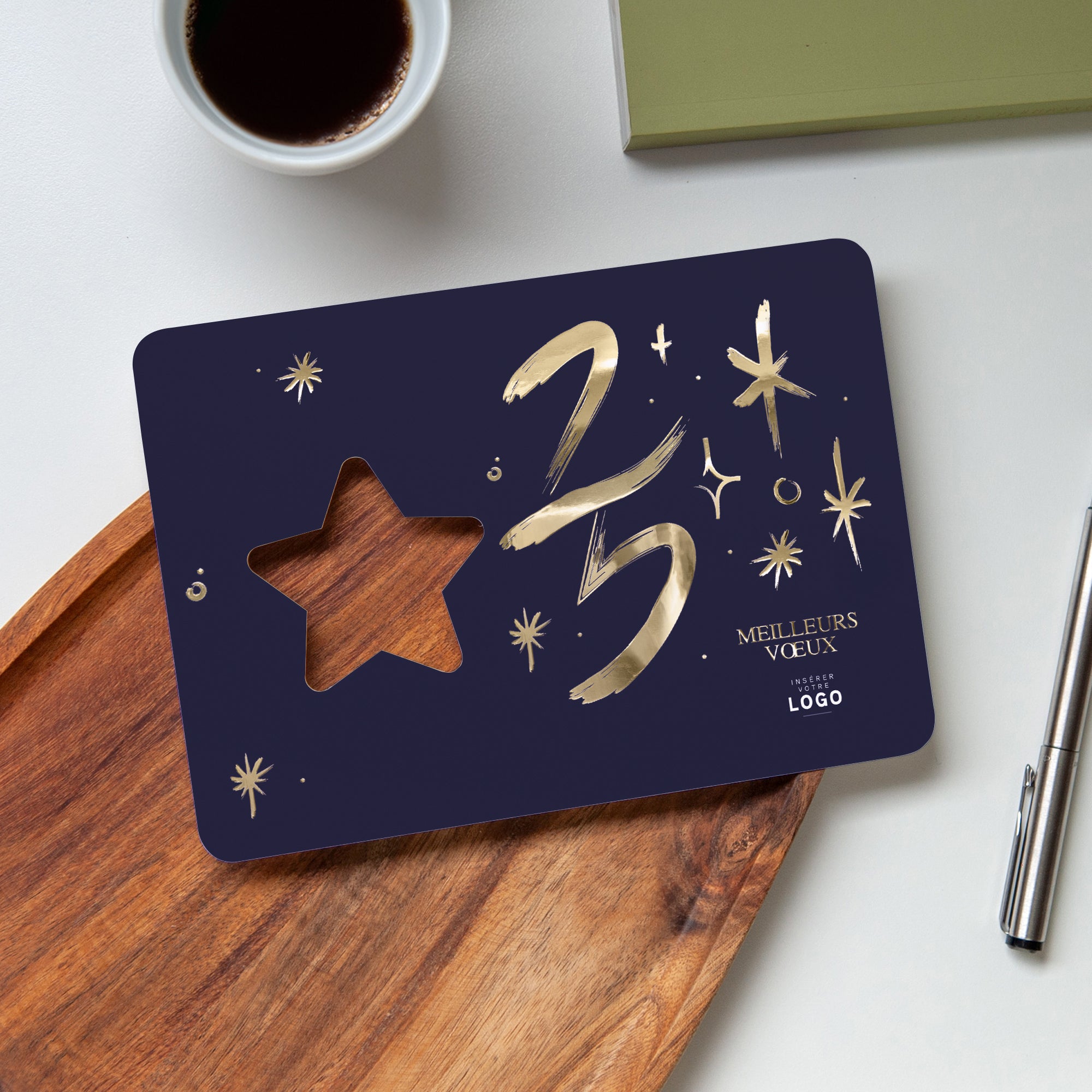 Gold marker | Vœux professionnels • Carte de voeux dorure • Horizontal étoile photo N° 4