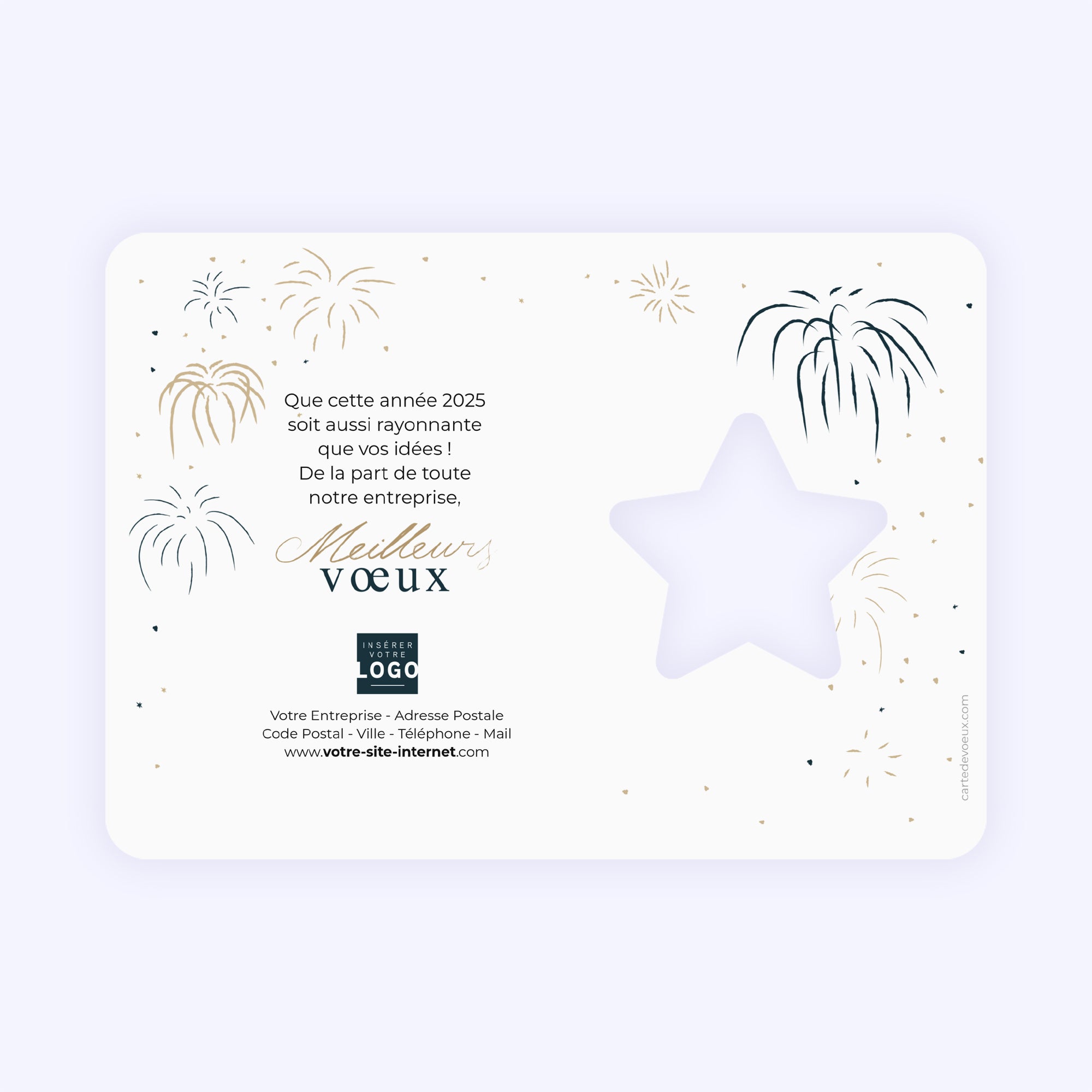 Golden fireworks | Vœux professionnels • Carte de voeux dorure photo N° 2