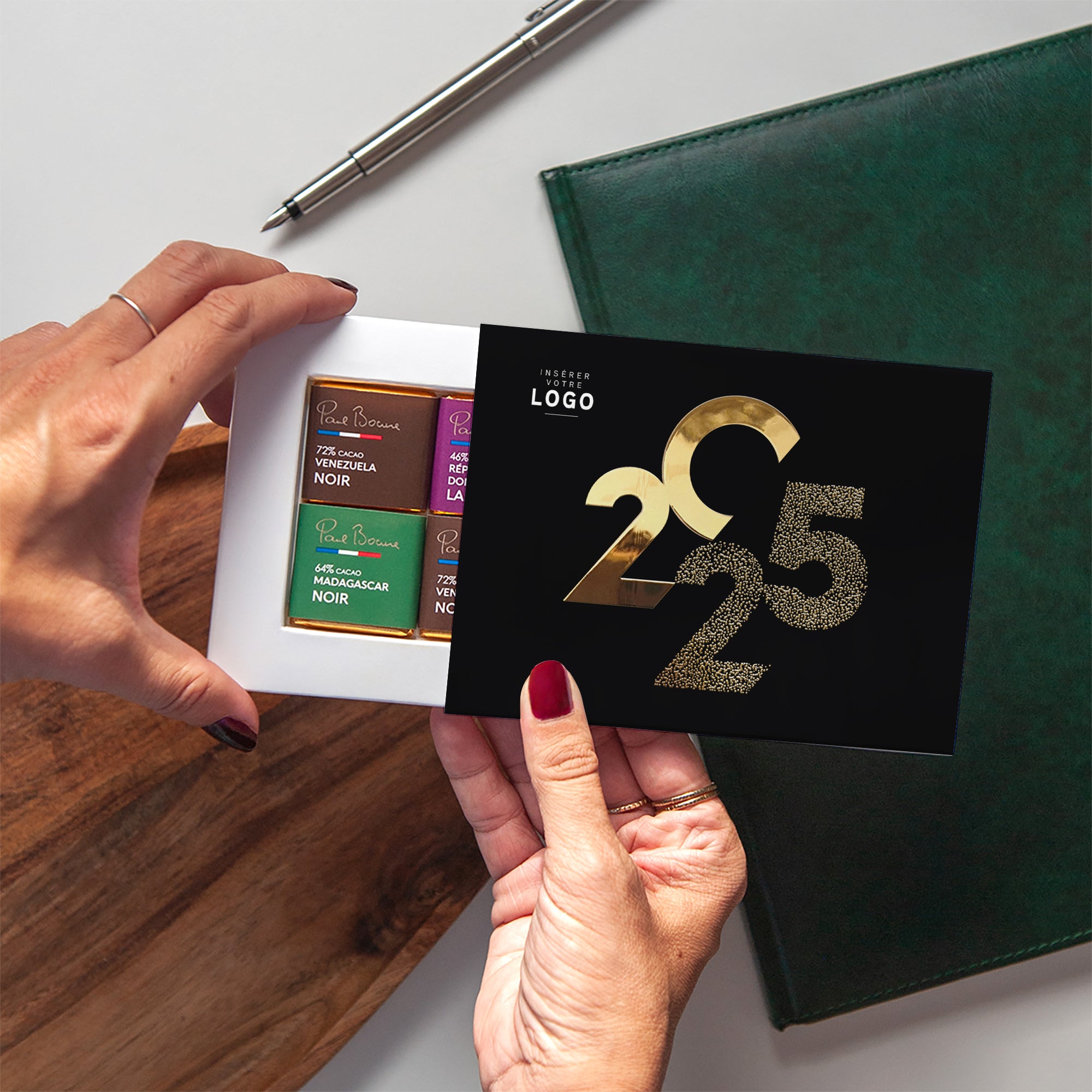 Elégance noire dorée | Vœux professionnels • Carte chocolats photo N° 2