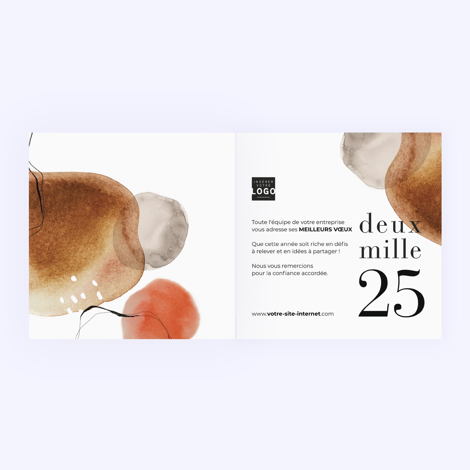 Aquarelle terracotta | Vœux professionnels • Carte de voeux • Carré double photo N° 2