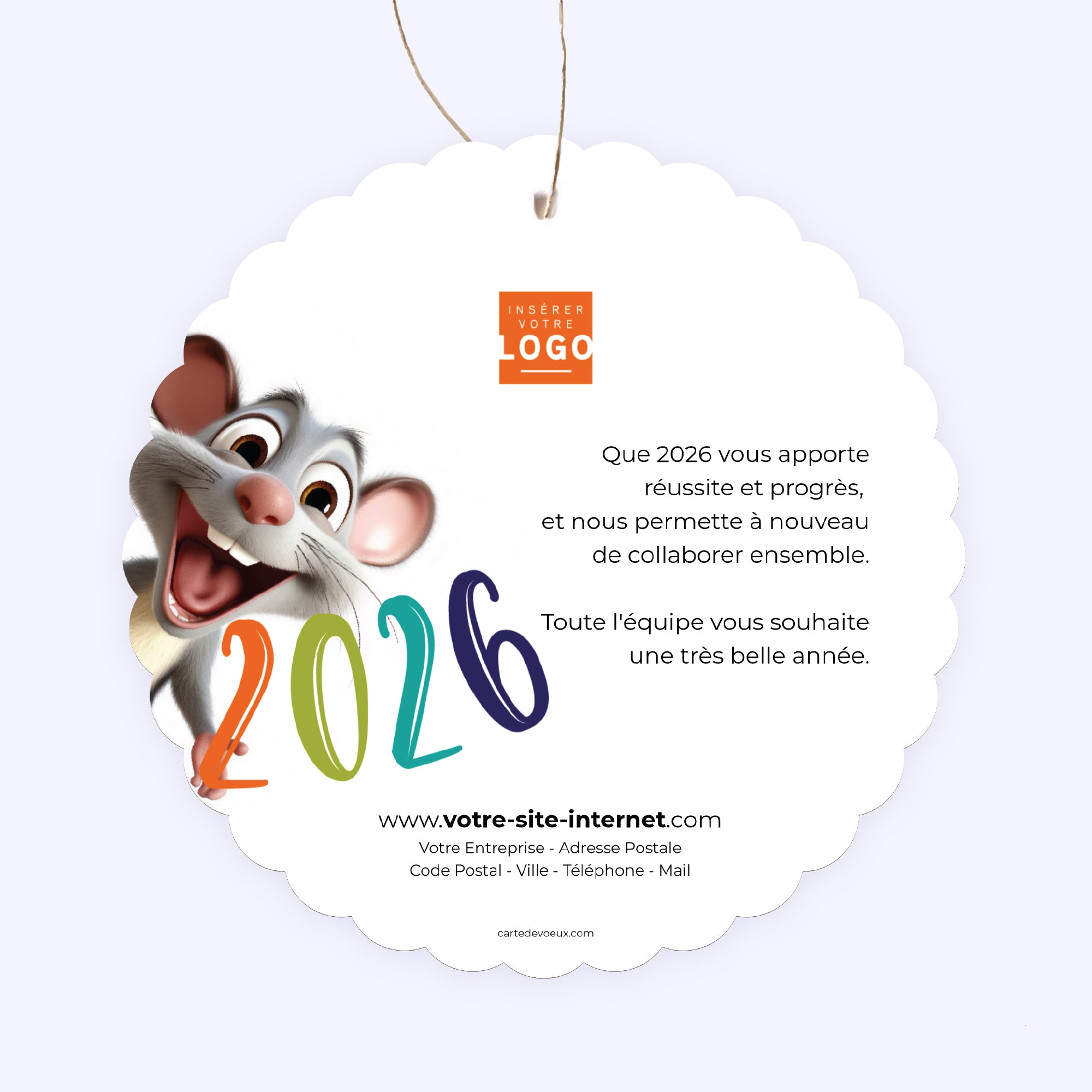 Souris | Vœux professionnels • Boule de Noël papier • Ronde photo N° 2