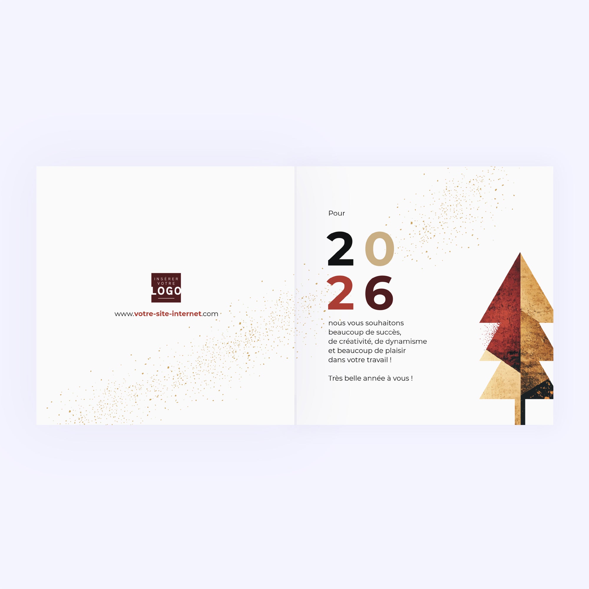 Prestige de Noël | Vœux professionnels • Carte de voeux dorure • Carré double photo N° 2
