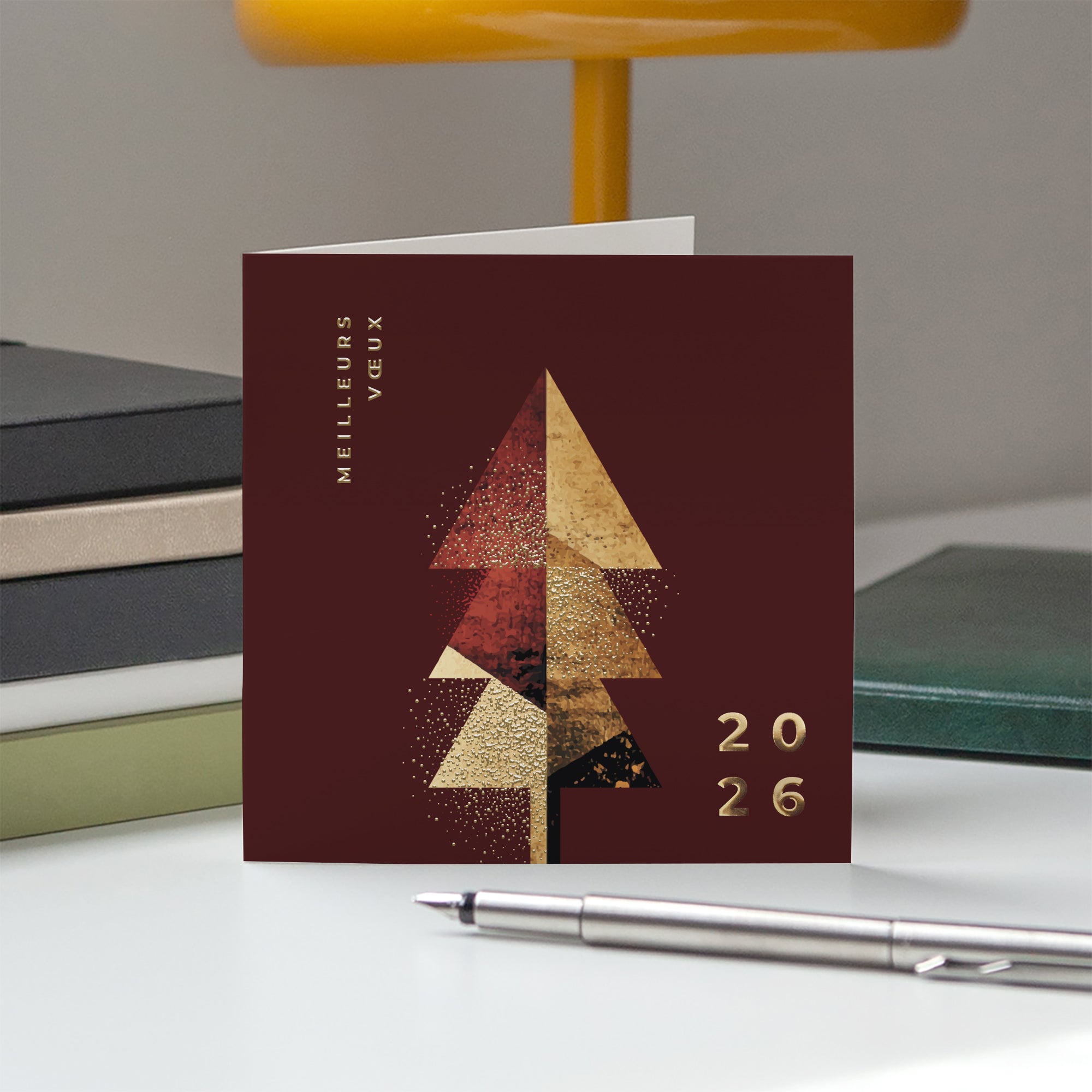 Prestige de Noël | Vœux professionnels • Carte de voeux dorure • Carré double photo N° 5