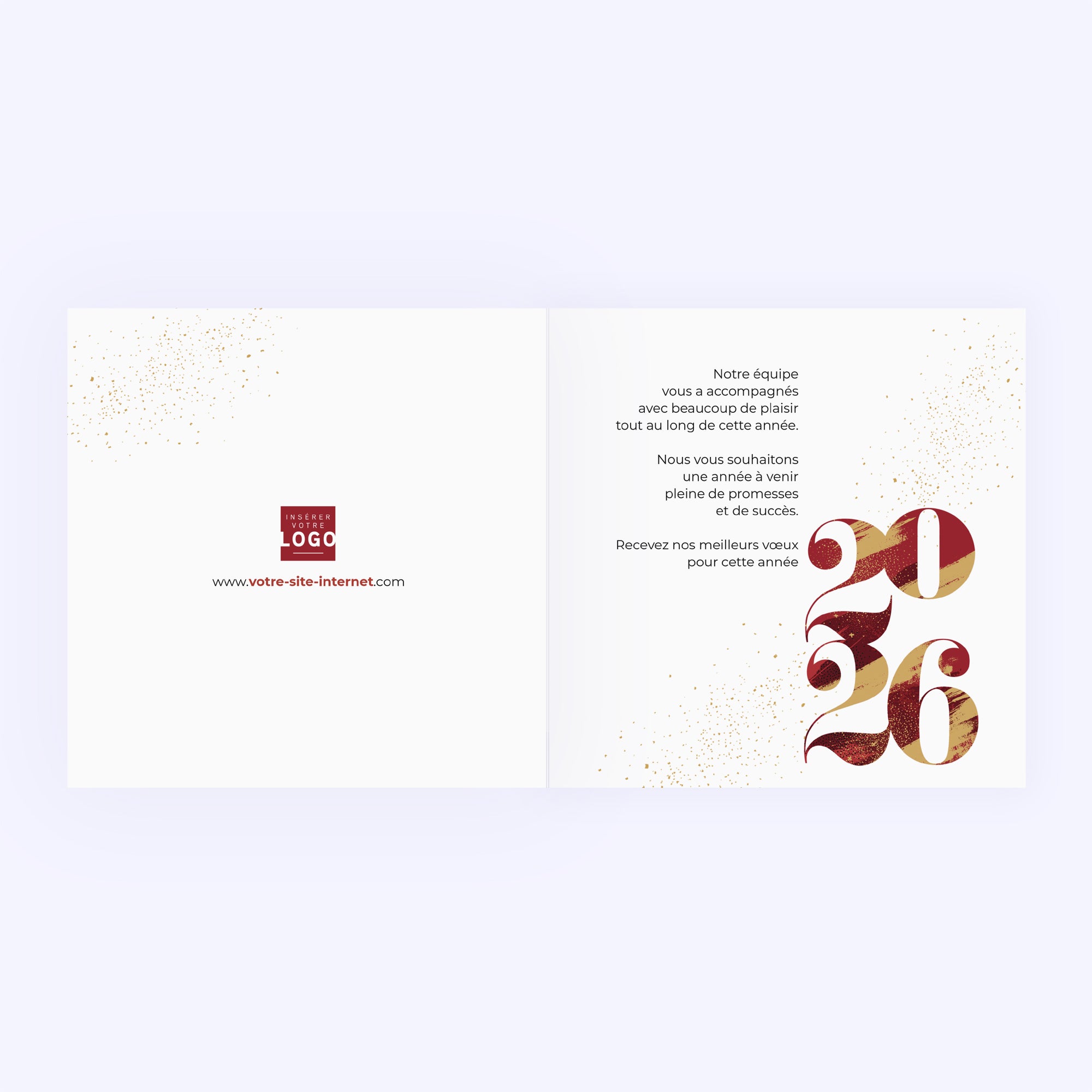 Bordeaux & Or | Vœux professionnels • Carte de voeux dorure • Carré double photo N° 2