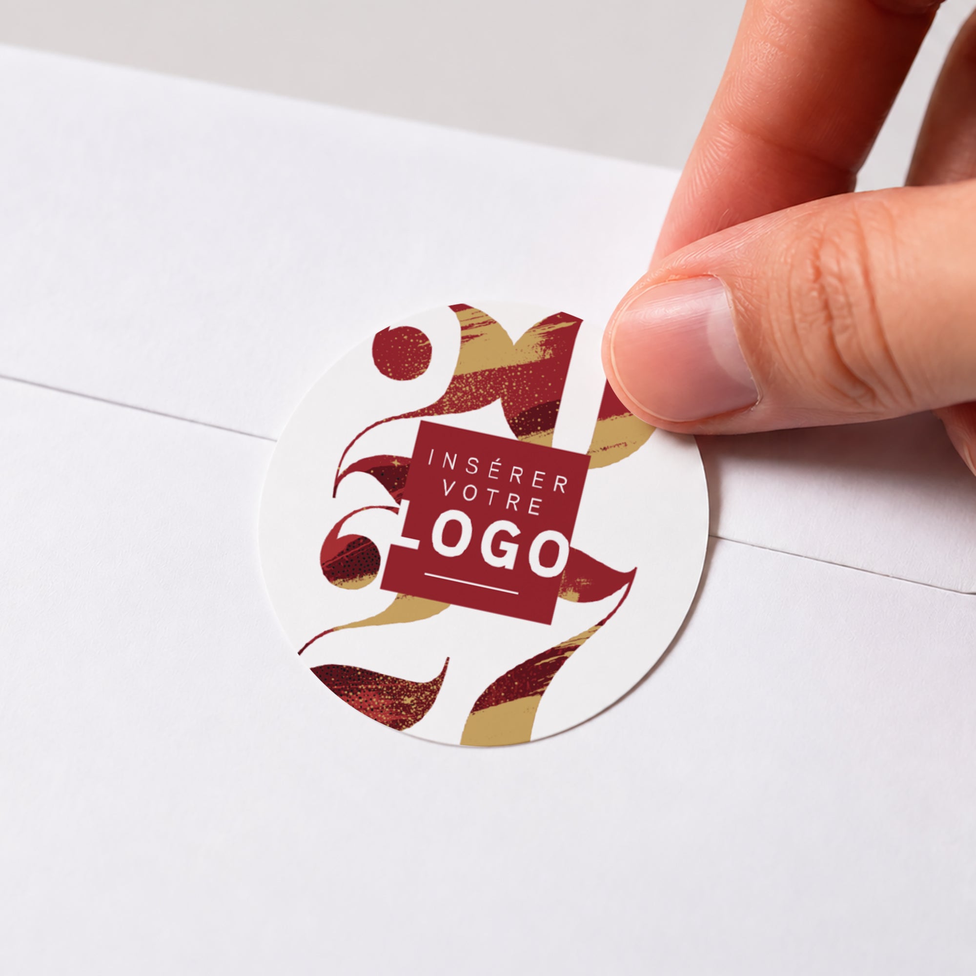 Bordeaux & Or | Vœux professionnels • Sticker • Rond photo N° 1