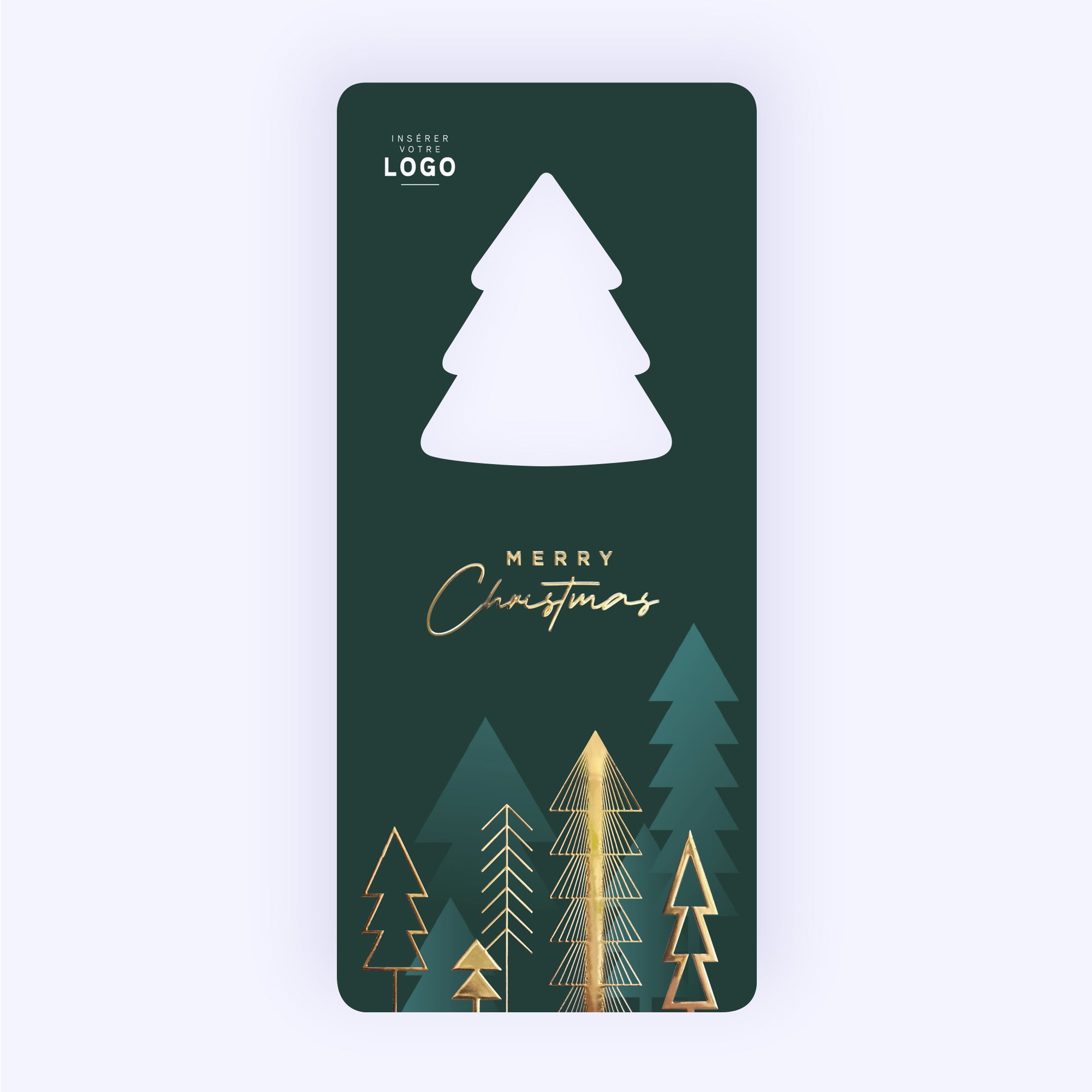 Sapins d’exception | Vœux professionnels • Carte de voeux dorure • Vertical sapin photo N° 1