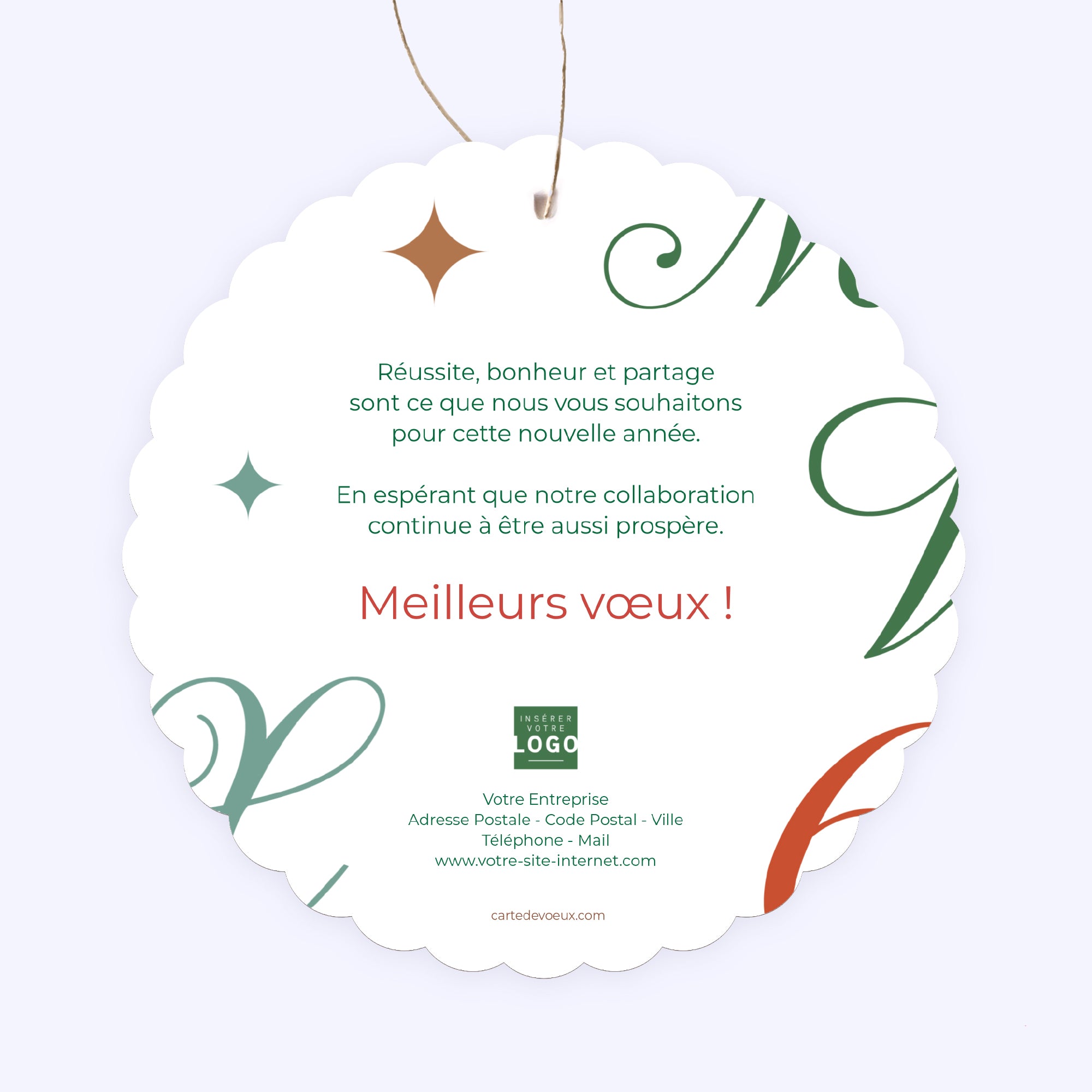 Multi typos | Vœux professionnels • Boule de Noël papier • Ronde photo N° 2