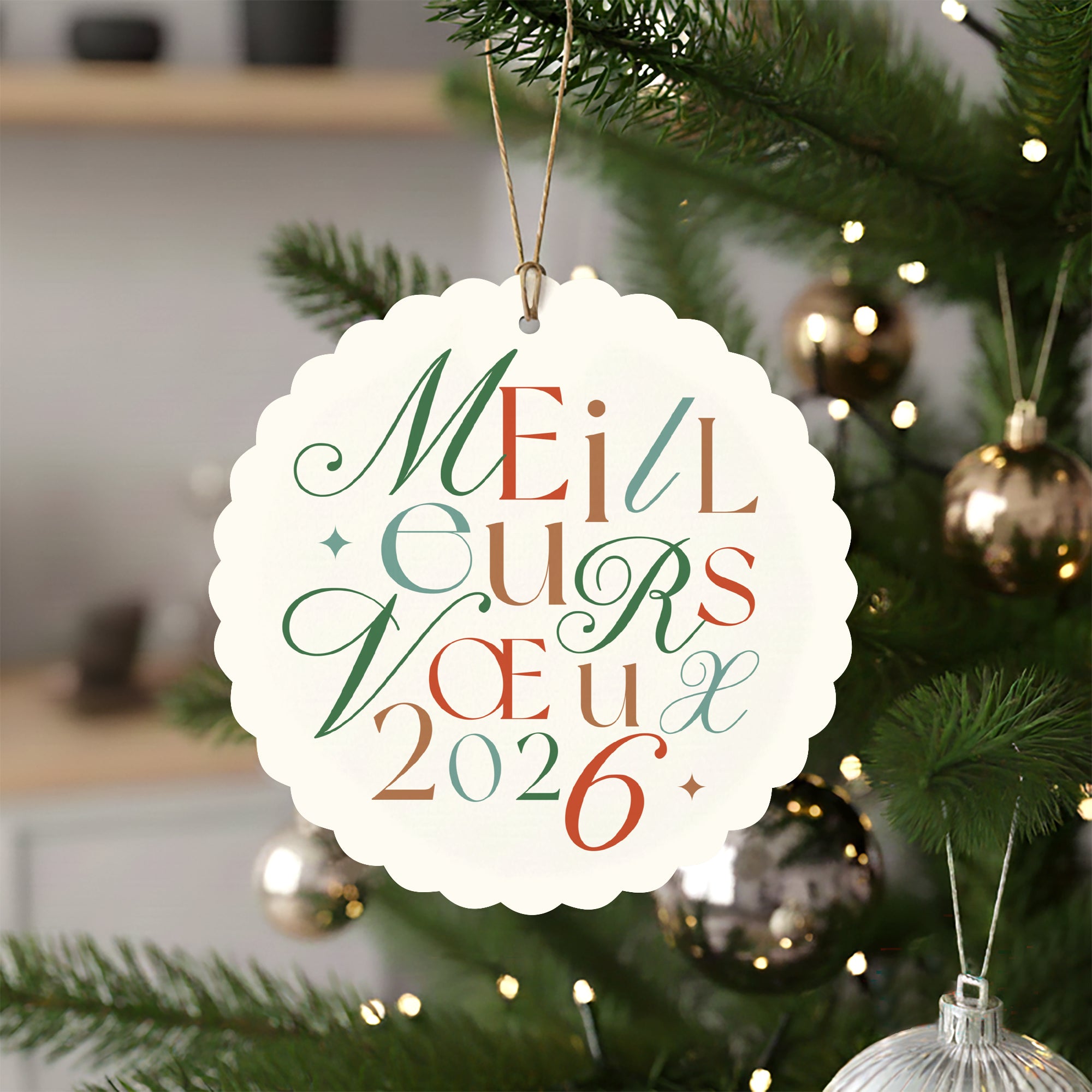 Multi typos | Vœux professionnels • Boule de Noël papier • Ronde photo N° 4