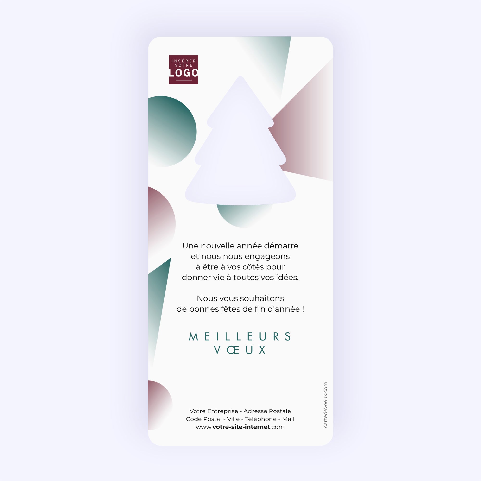 Millésime en Formes | Vœux professionnels • Carte de voeux • Vertical sapin photo N° 2