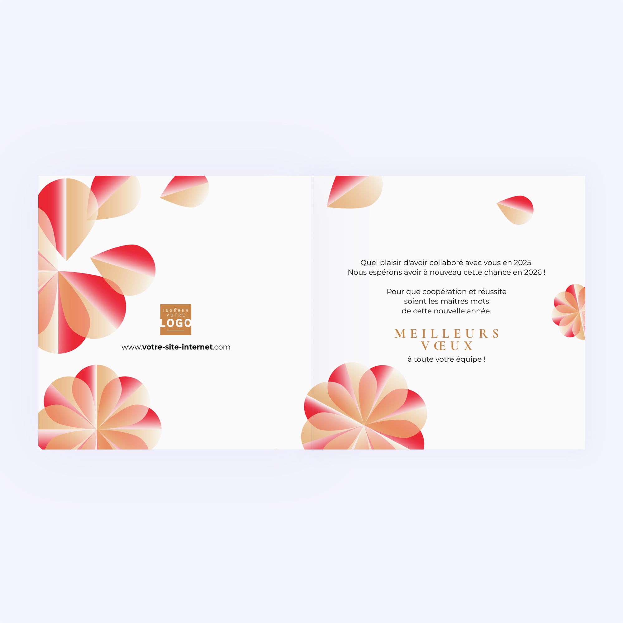Géométrie Florale | Vœux professionnels • Carte de voeux • Carré double photo N° 2
