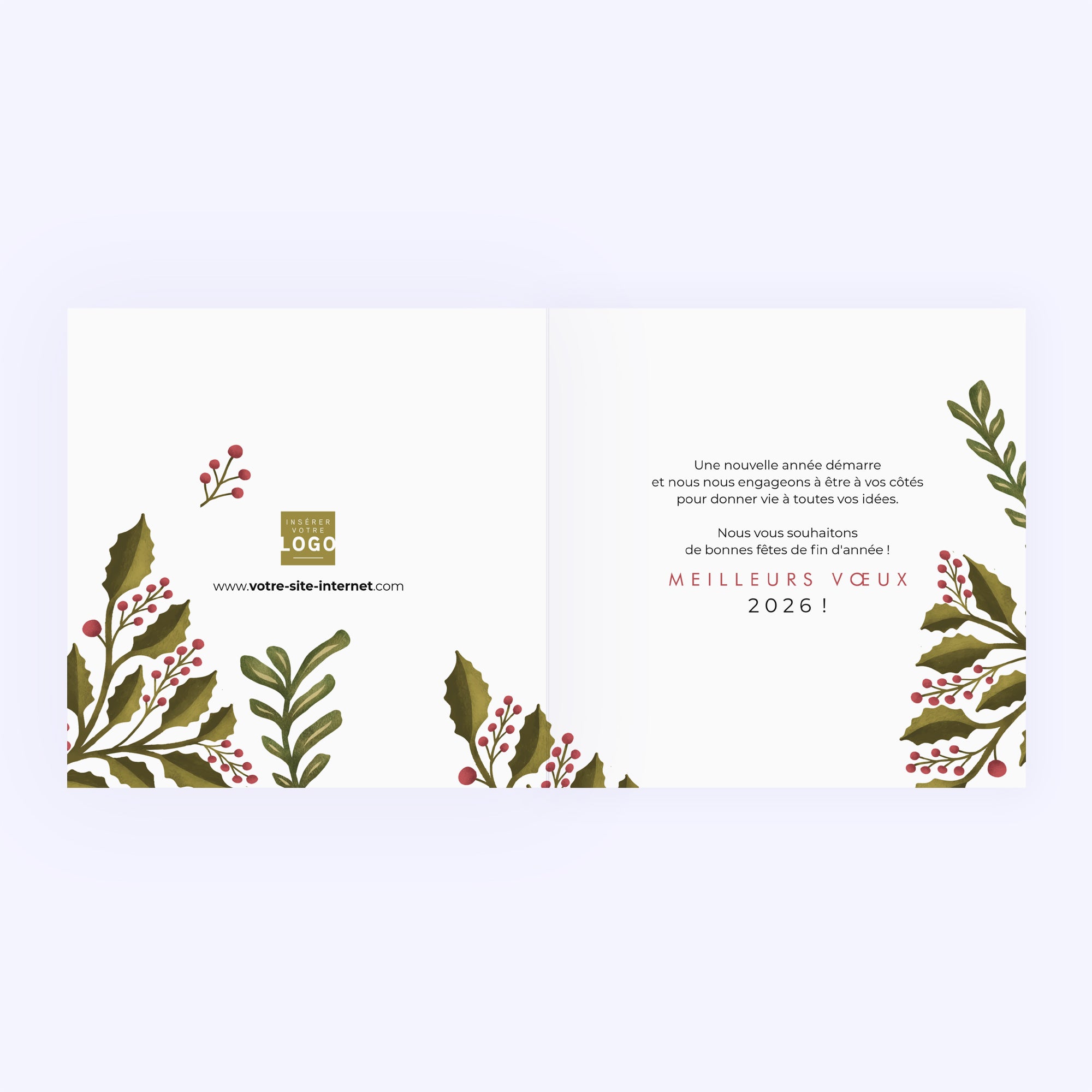 Sapin de Houx | Vœux professionnels • Carte de voeux • Carré double photo N° 2