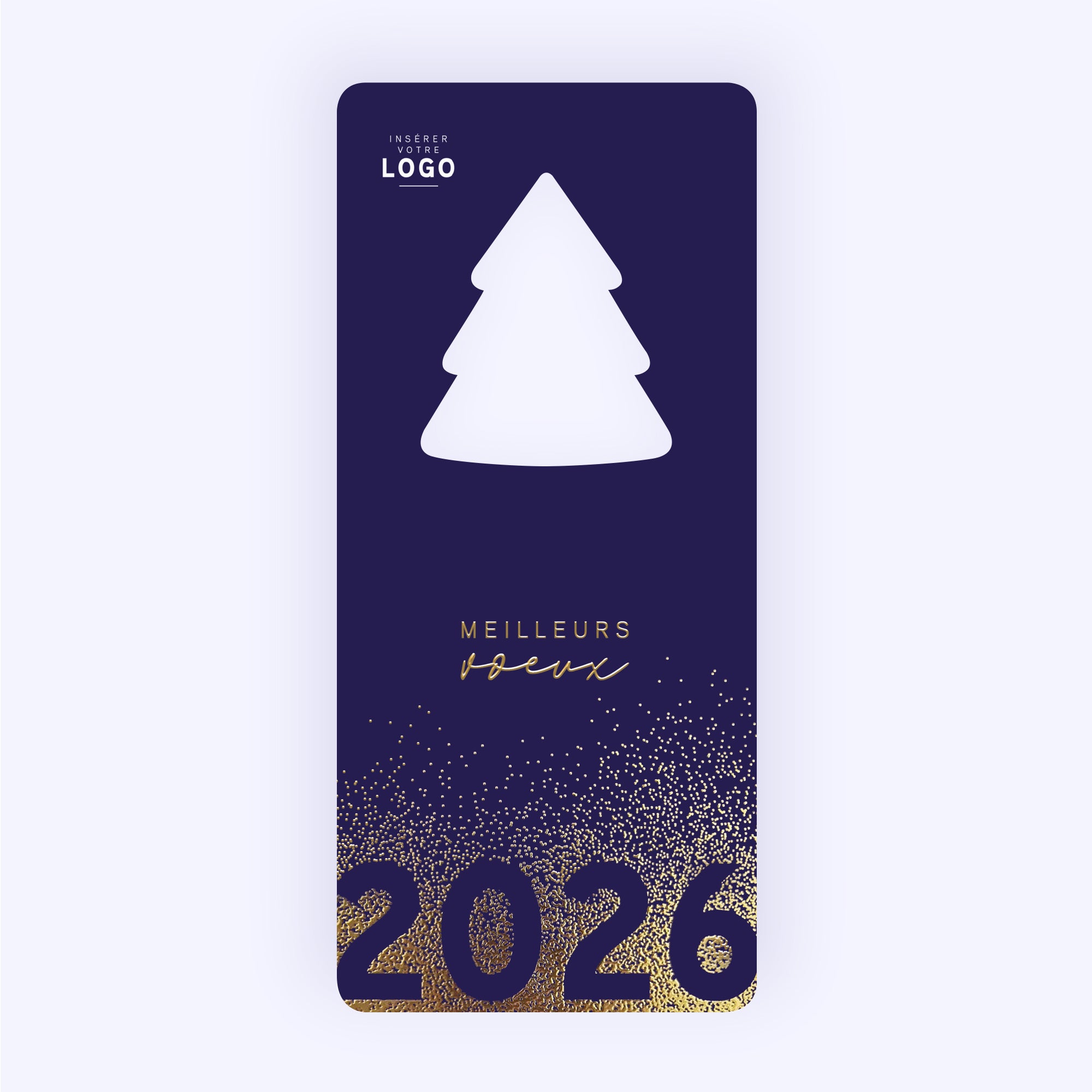 Paillettes d’Or 2026 | Vœux professionnels • Carte de voeux dorure • Vertical sapin photo N° 1