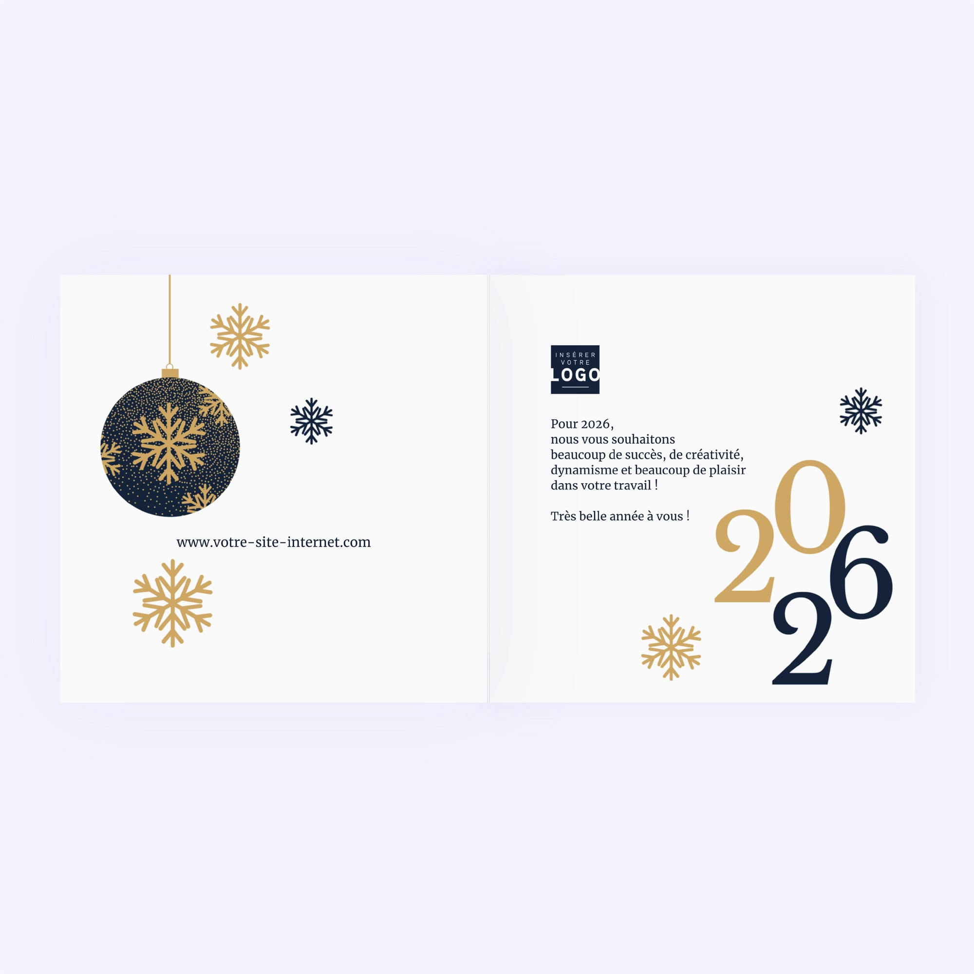 L’Éclat de Noël | Vœux professionnels • Carte de voeux dorure • Carré double photo N° 2