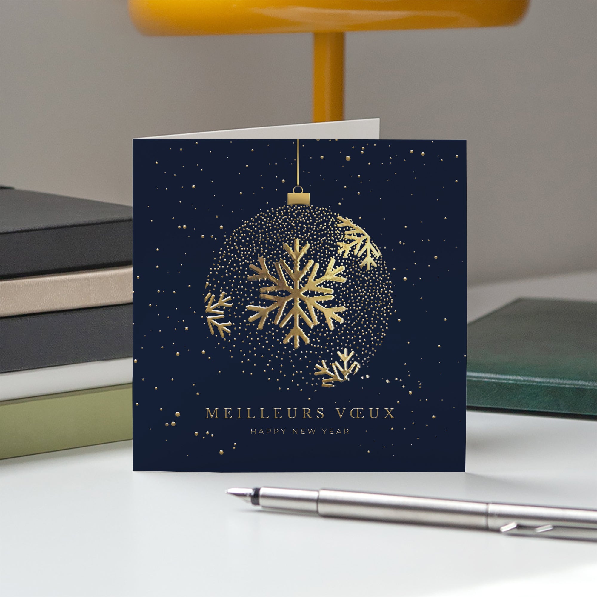 L’Éclat de Noël | Vœux professionnels • Carte de voeux dorure • Carré double photo N° 5