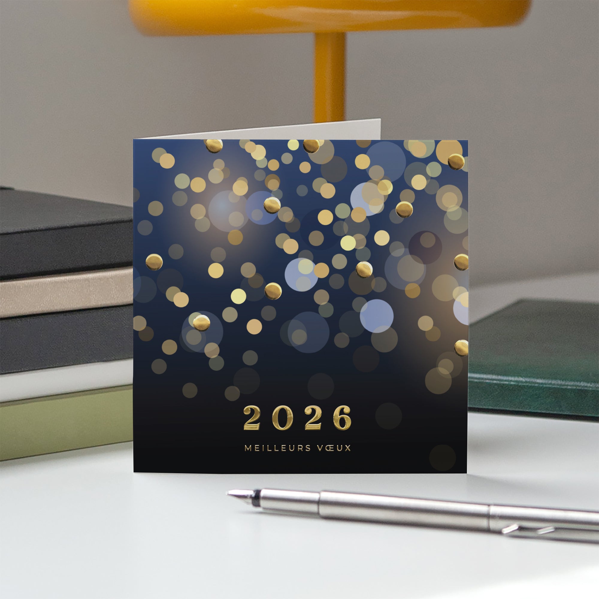 Prestige en Or | Vœux professionnels • Carte de voeux dorure • Carré double photo N° 5