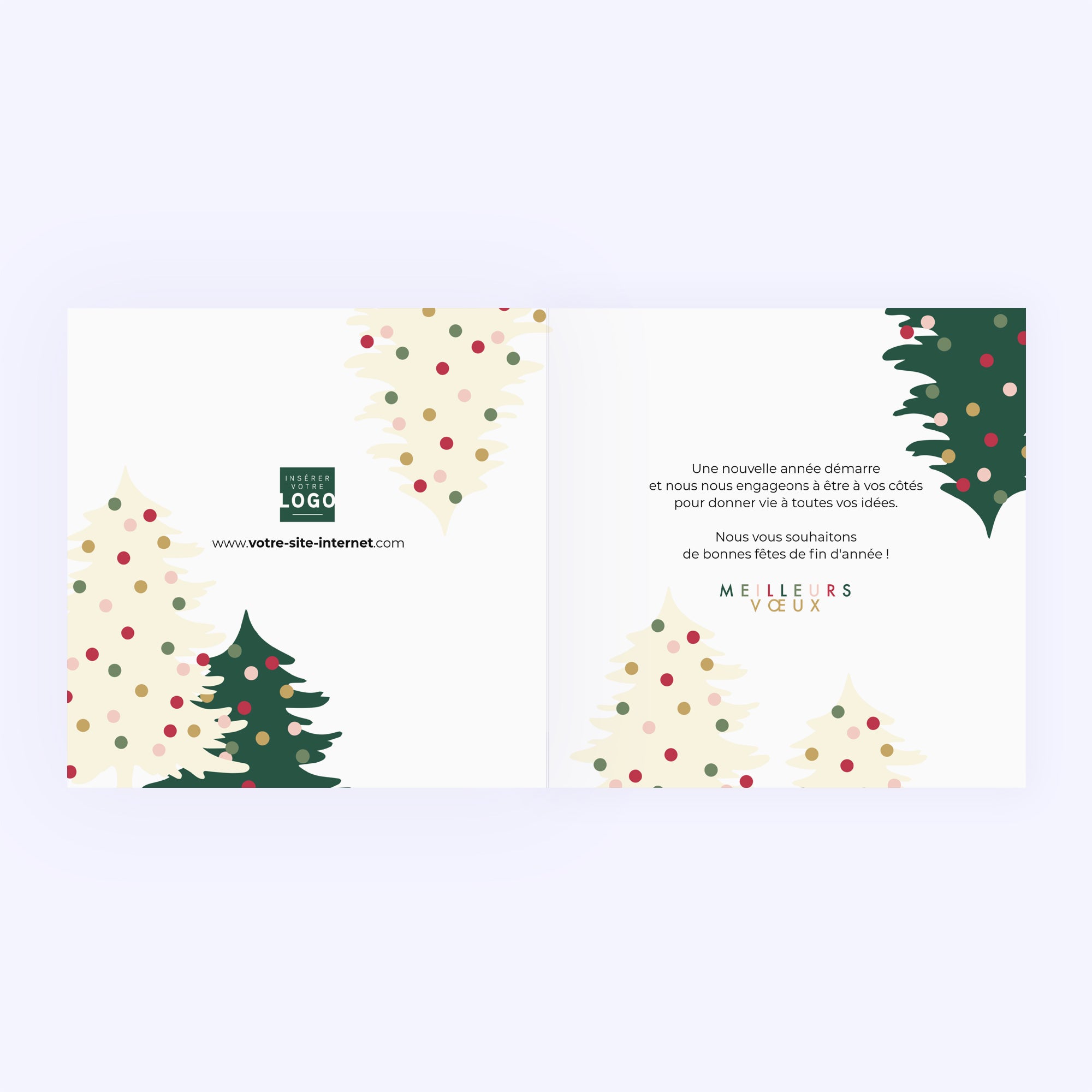 La danse des sapins | Vœux professionnels • Carte de voeux dorure • Carré double photo N° 2