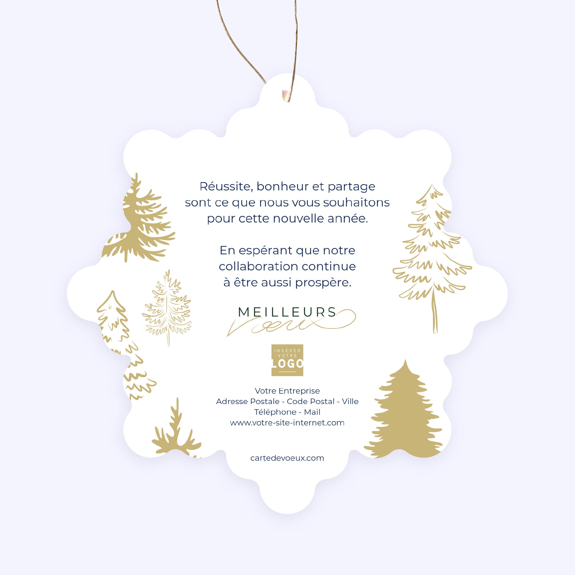 les sapins dorés | Vœux professionnels • Boule de Noël papier • Flocon photo N° 2
