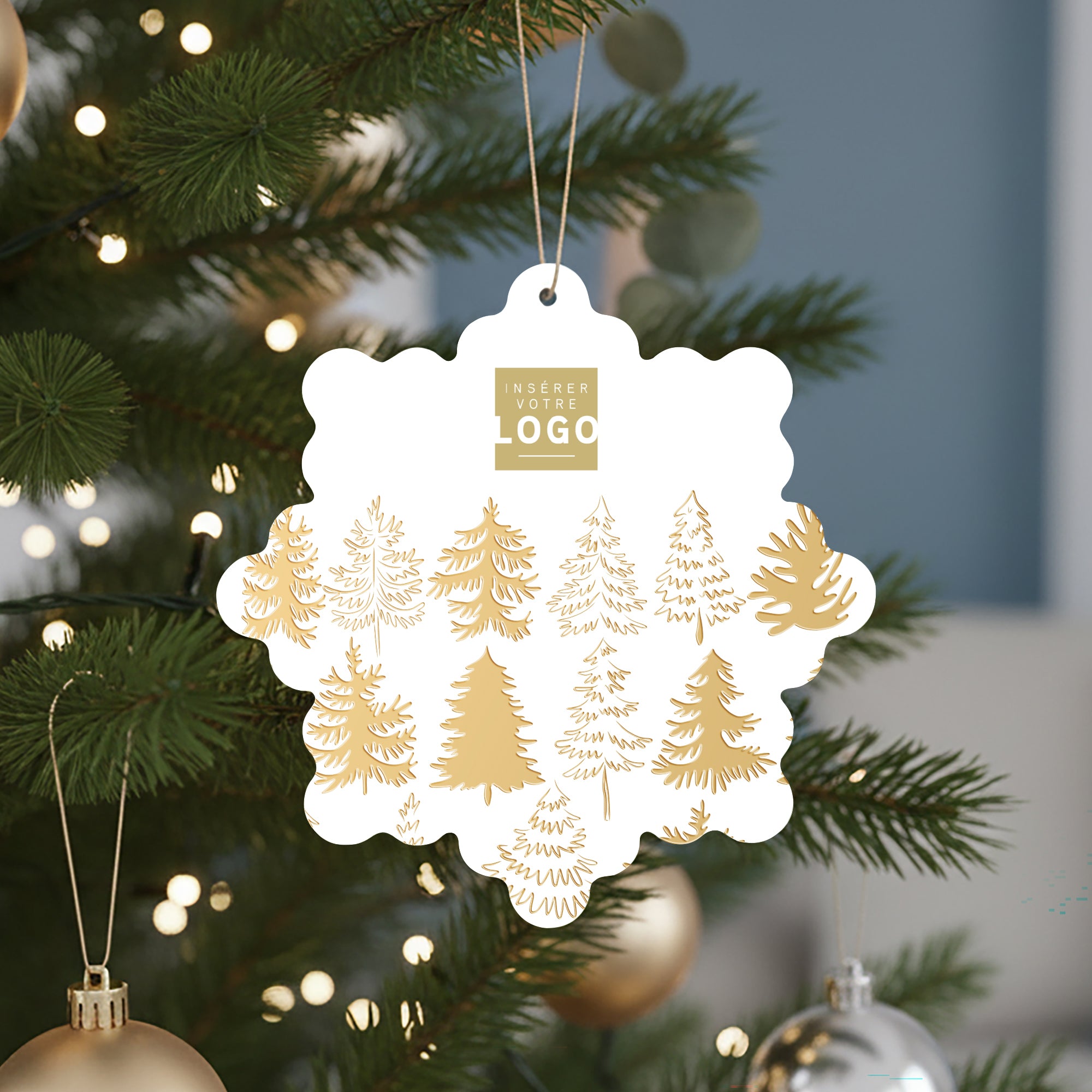 les sapins dorés | Vœux professionnels • Boule de Noël papier • Flocon photo N° 4