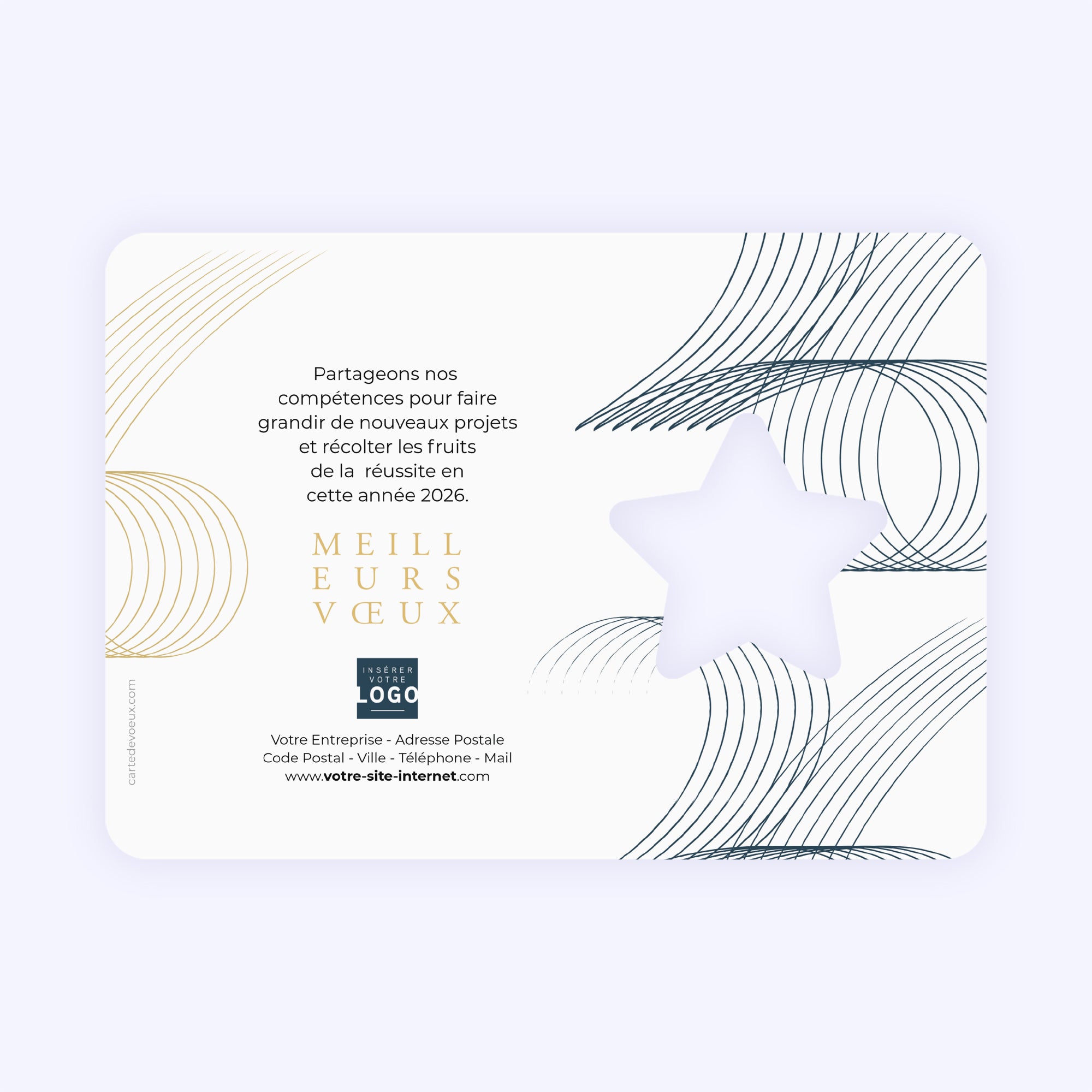 Golden Loops | Vœux professionnels • Carte de voeux dorure • Horizontal étoile photo N° 2