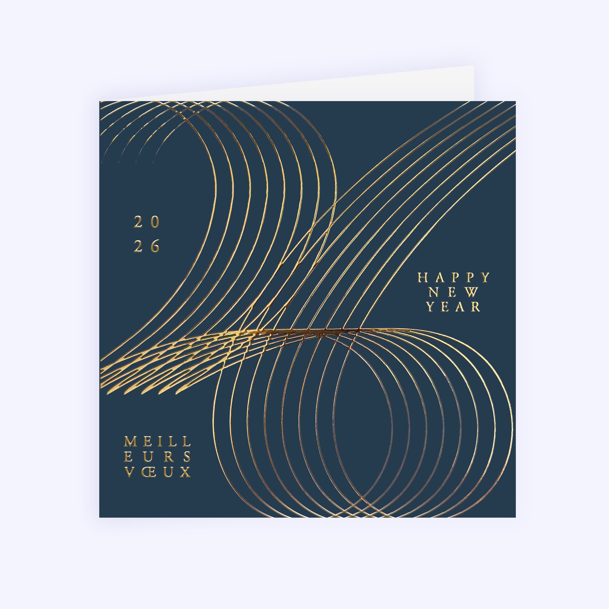 Golden Loops | Vœux professionnels • Carte de voeux dorure • Carré double photo N° 1