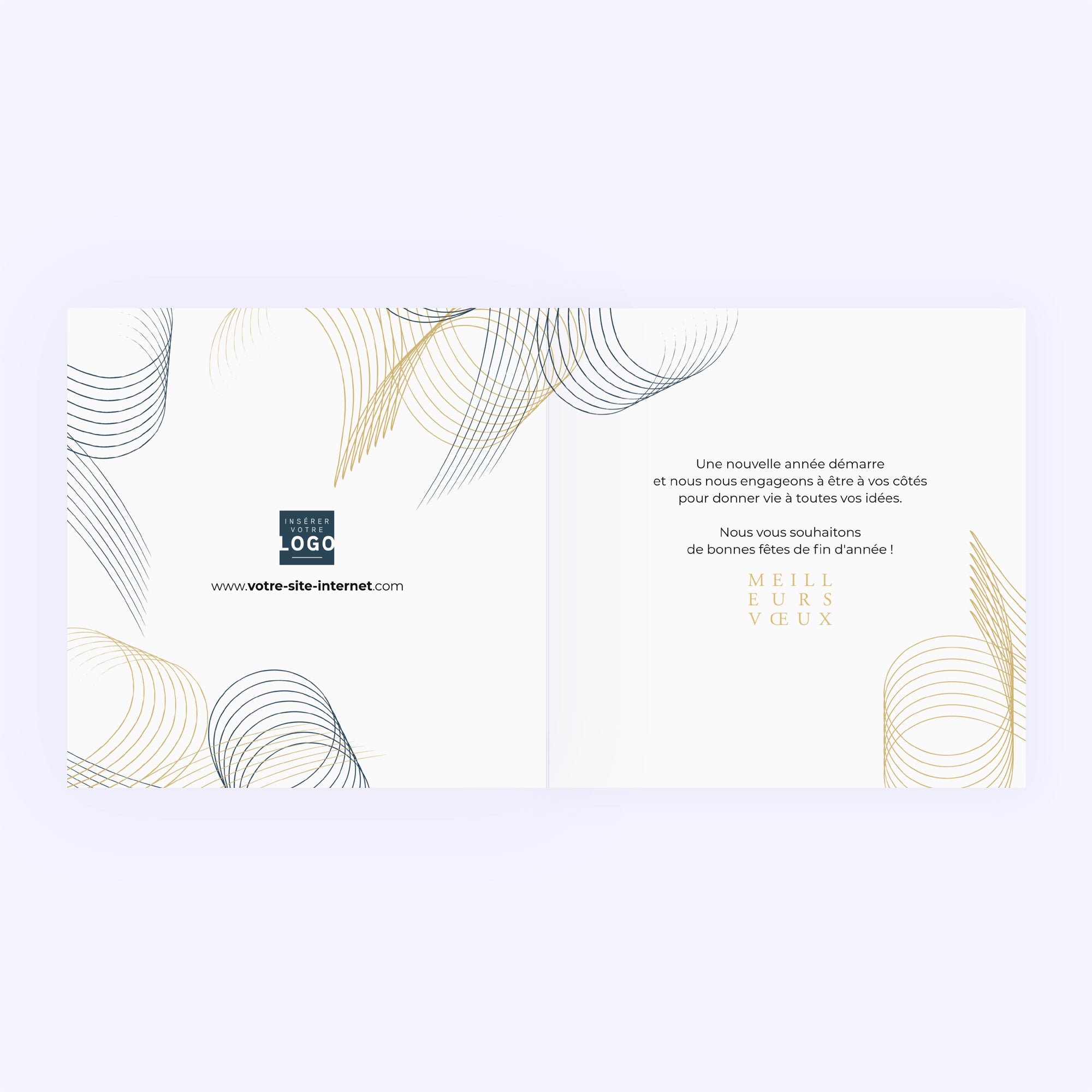 Golden Loops | Vœux professionnels • Carte de voeux dorure • Carré double photo N° 2