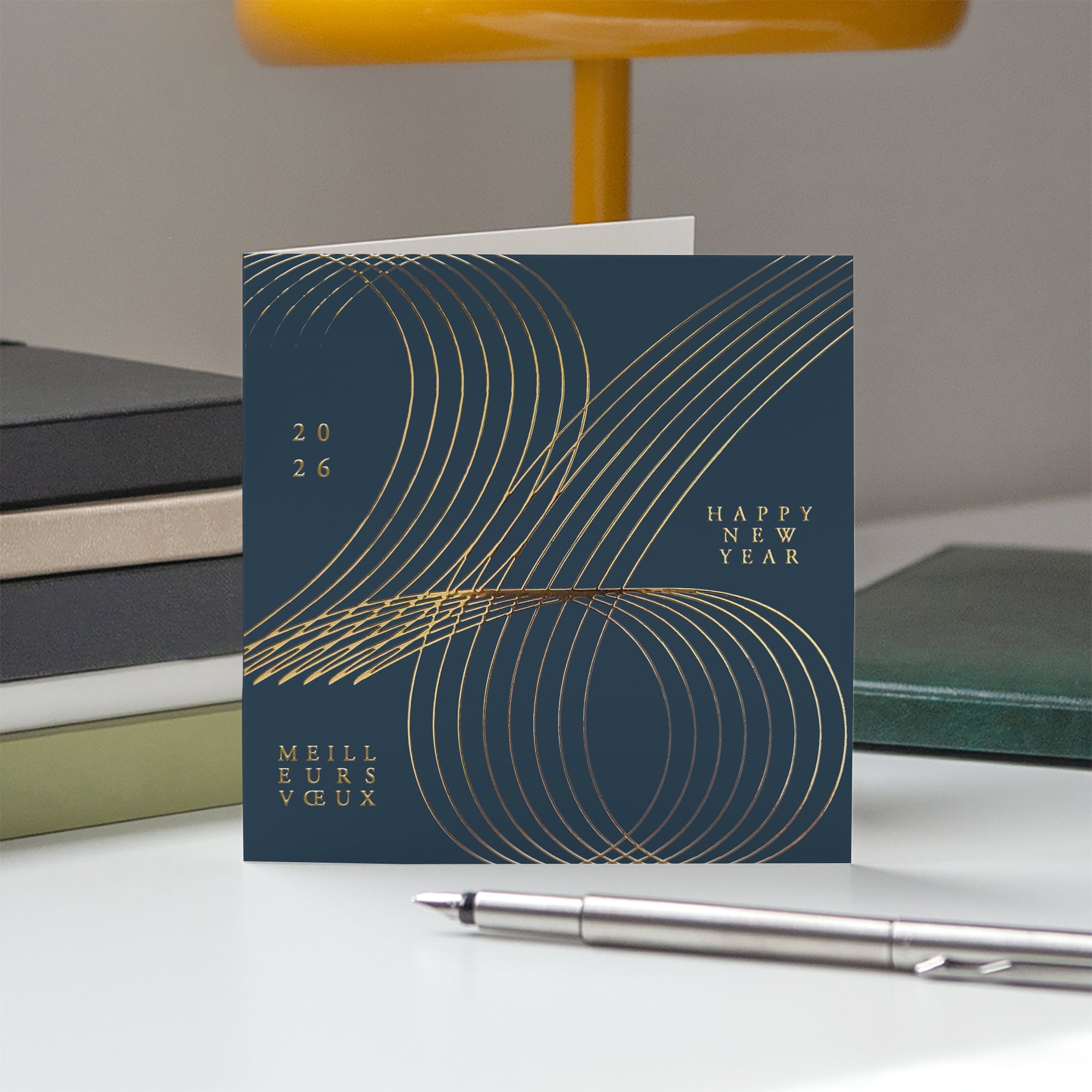 Golden Loops | Vœux professionnels • Carte de voeux dorure • Carré double photo N° 5