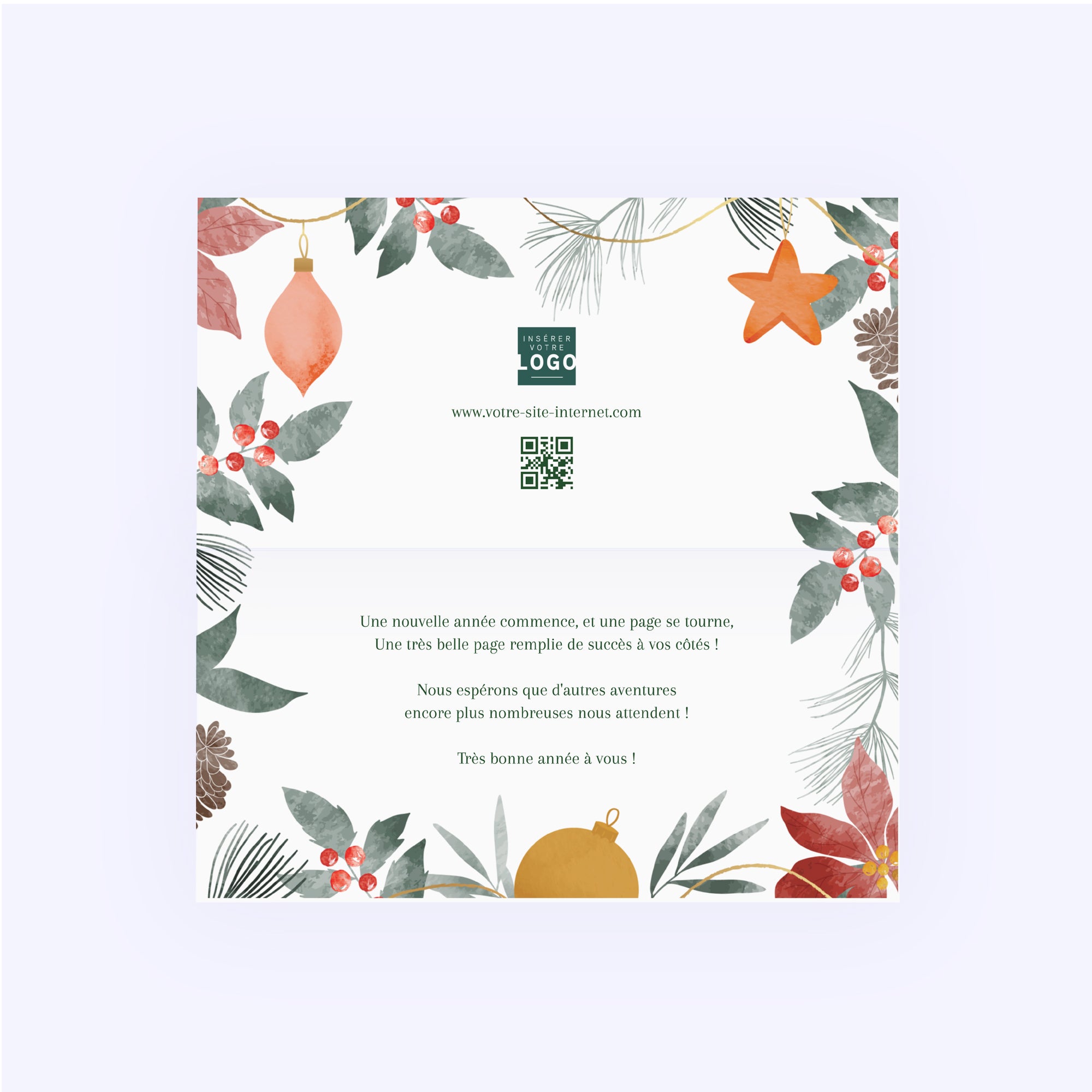 Esprit de fin d’année | Vœux professionnels • Carte de voeux • Rectangle double photo N° 2