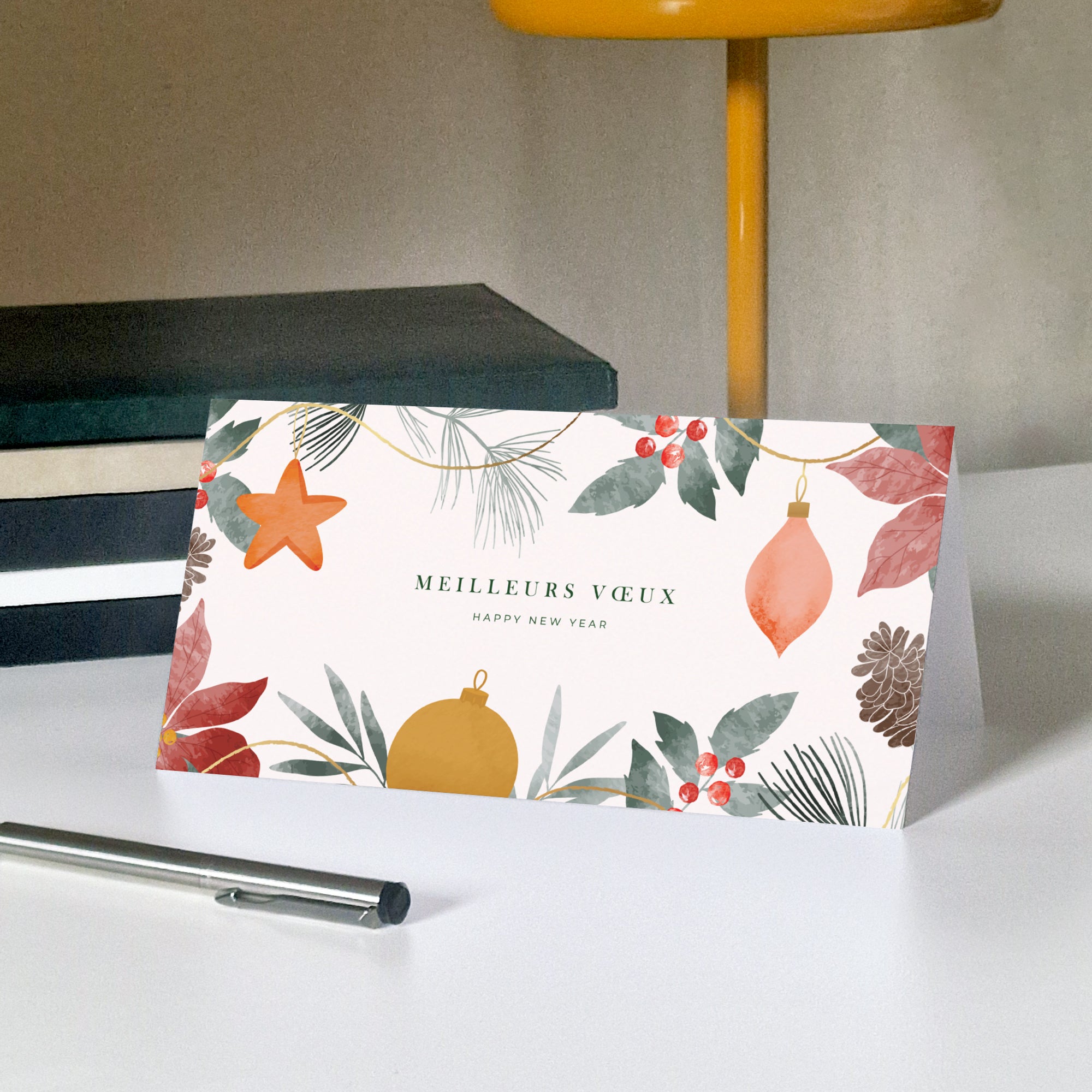 Esprit de fin d’année | Vœux professionnels • Carte de voeux • Rectangle double photo N° 5