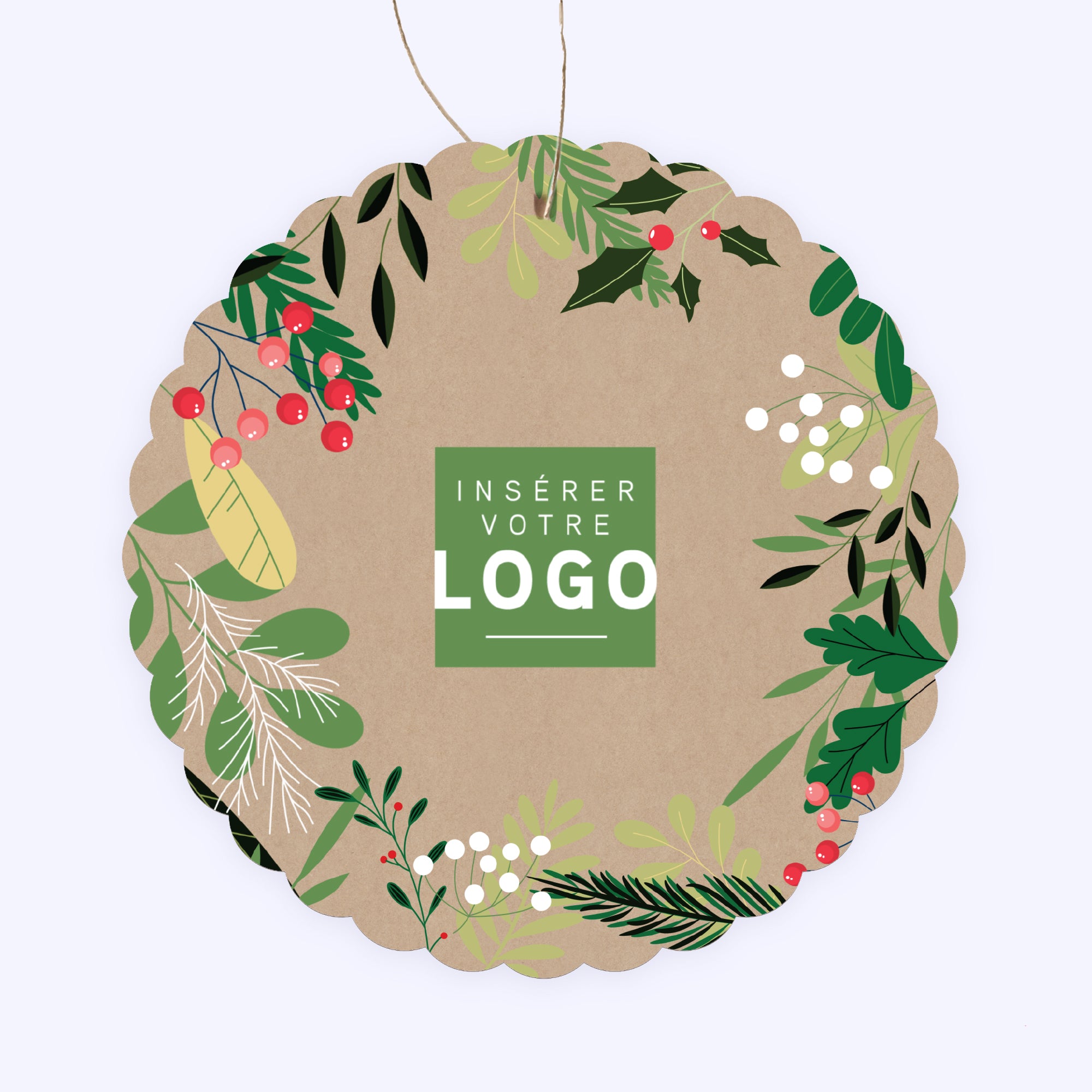 Verdures de Noël | Vœux professionnels • Boule de Noël papier • Ronde photo N° 1