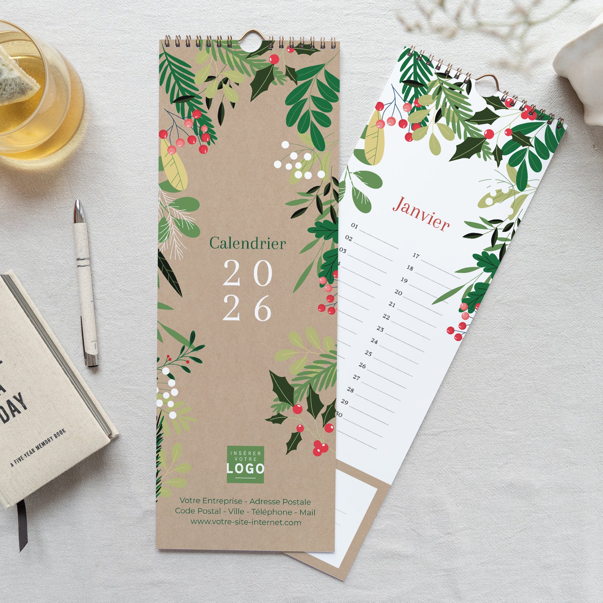 Verdures de Noël | Vœux professionnels • Calendrier professionnel • 14,8 x 42 cm photo N° 1
