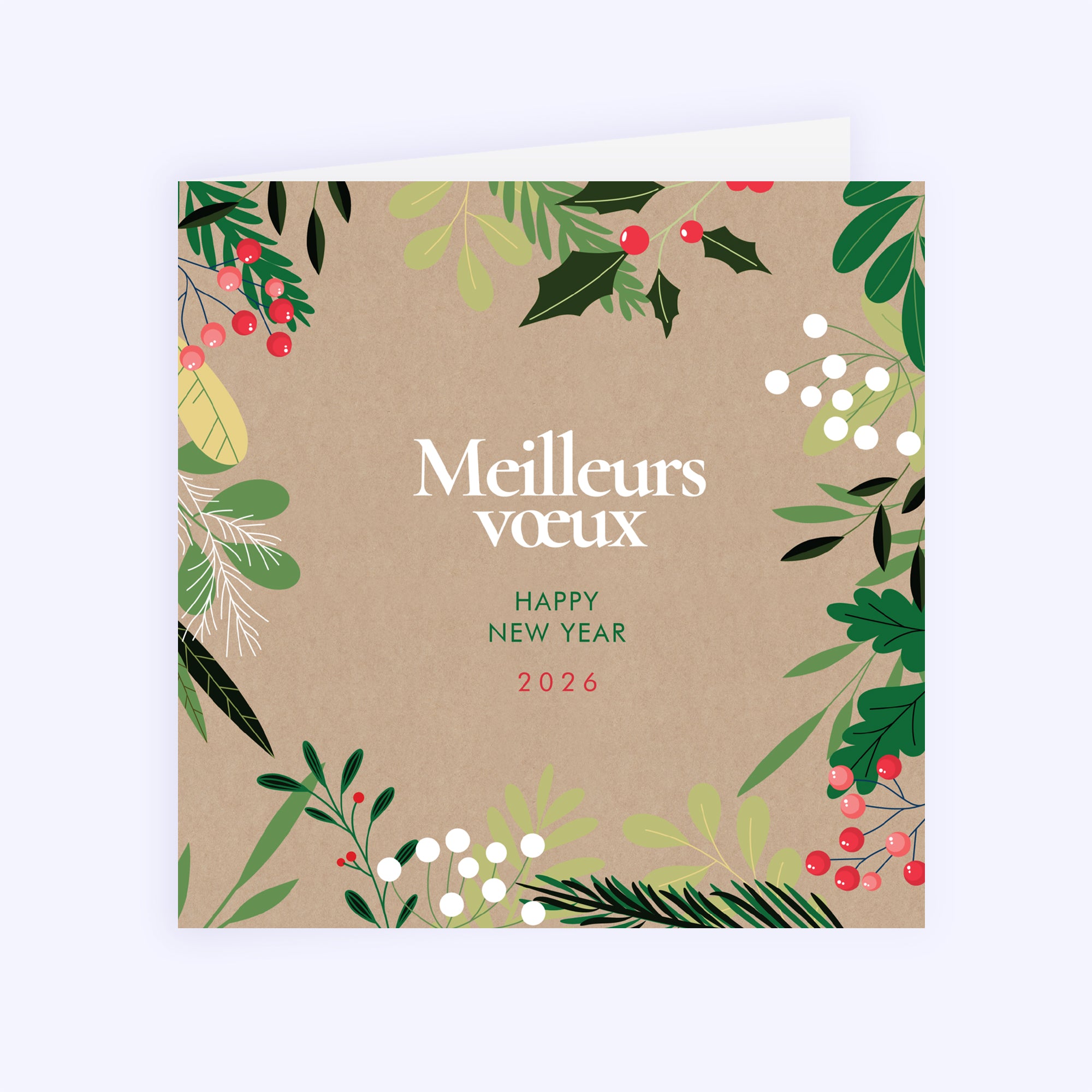 Verdures de Noël | Vœux professionnels • Carte de voeux • Carré double photo N° 1