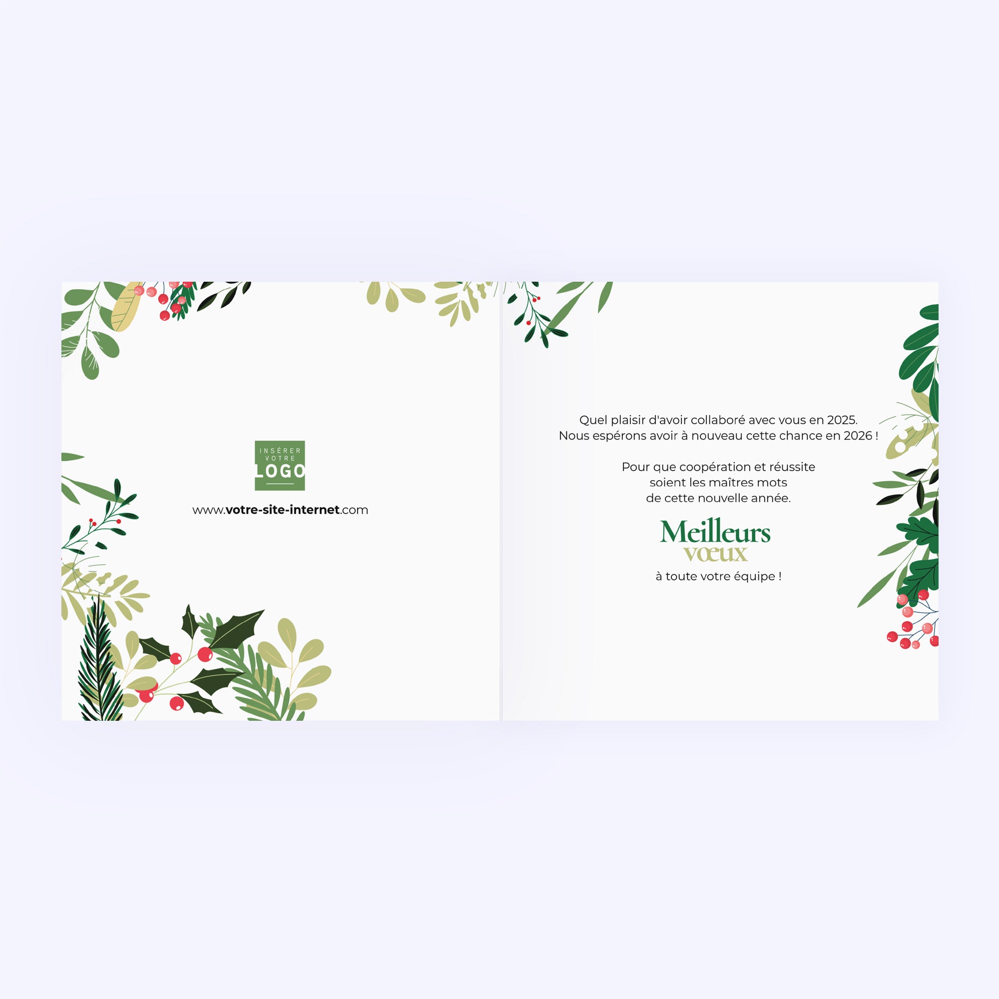 Verdures de Noël | Vœux professionnels • Carte de voeux • Carré double photo N° 2