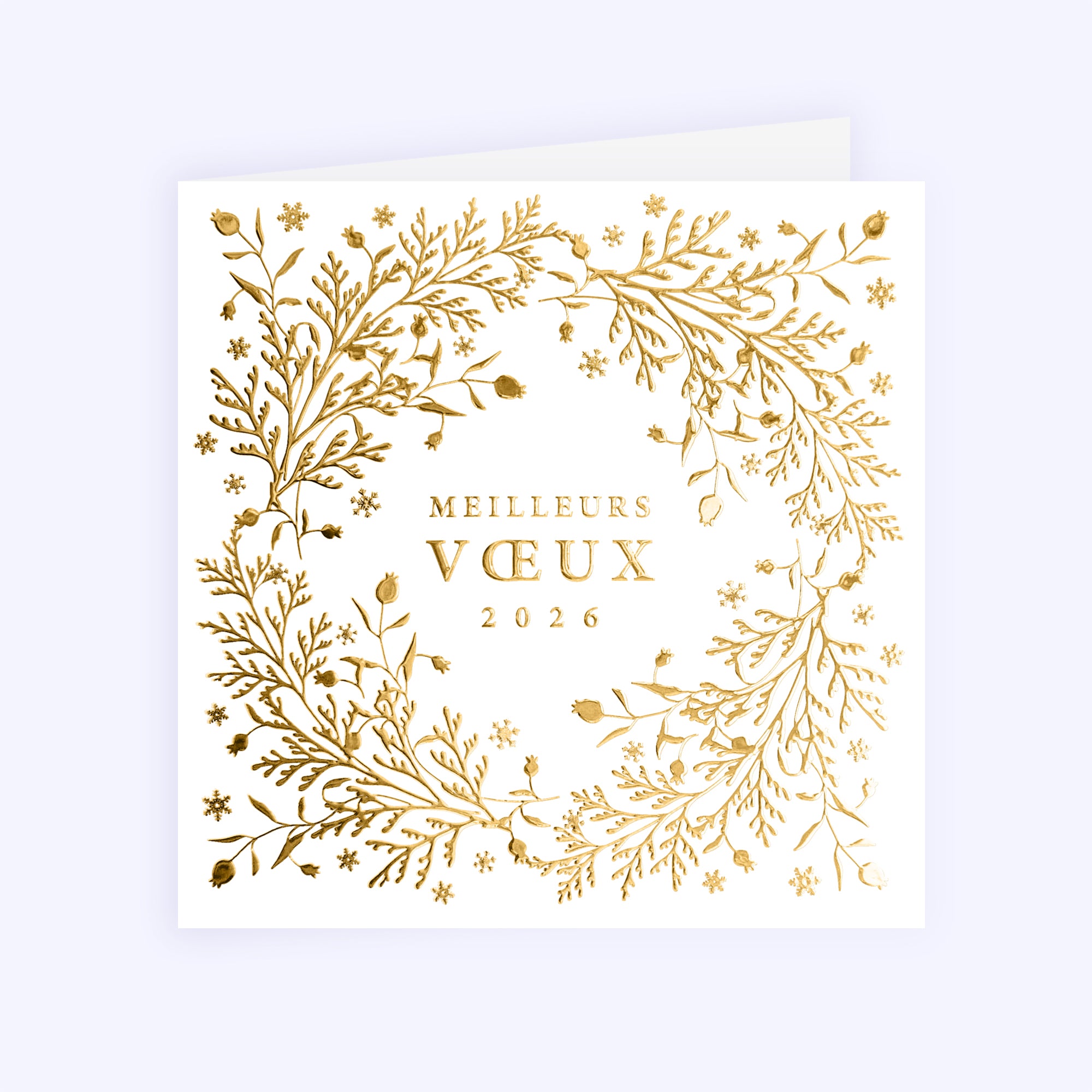 Dorure d’Hiver | Vœux professionnels • Carte de voeux dorure • Carré double photo N° 1