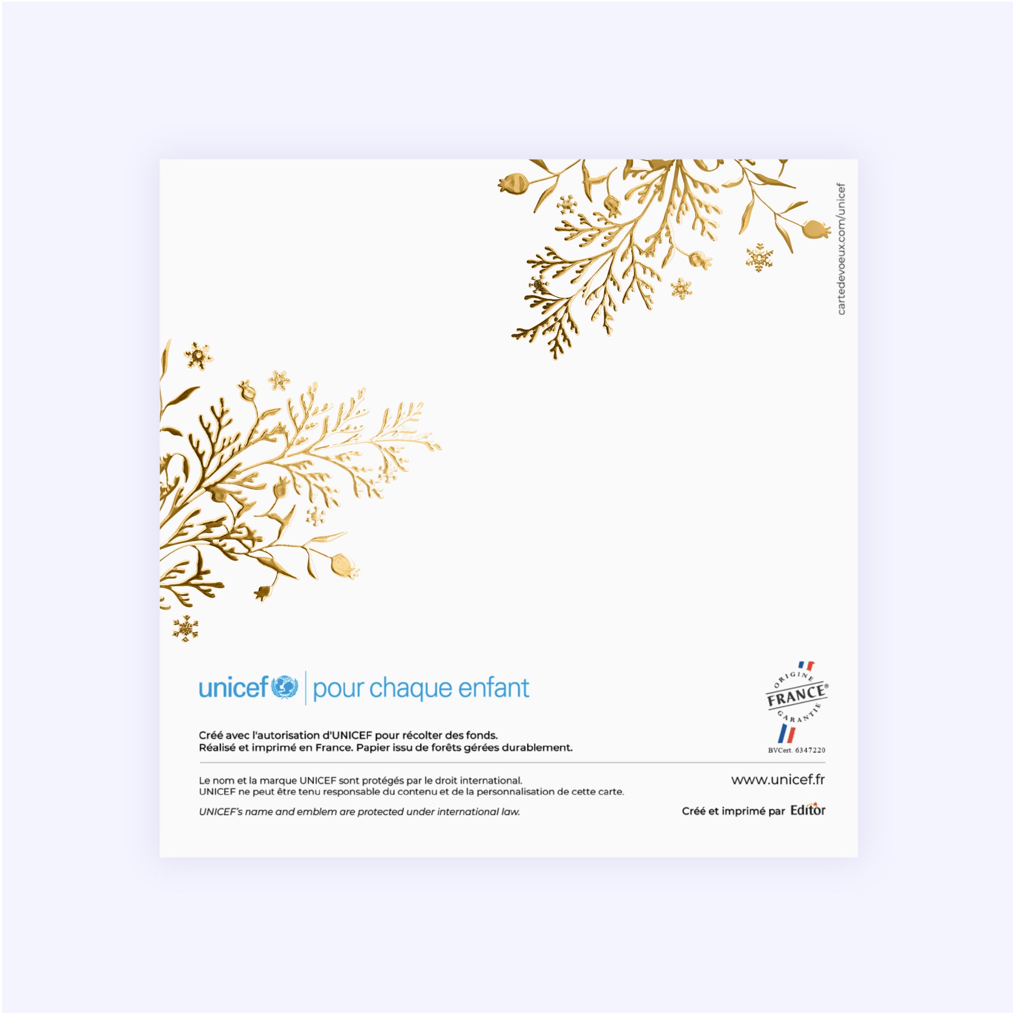 Dorure d’Hiver | Vœux professionnels • Carte de voeux dorure • Carré double photo N° 3