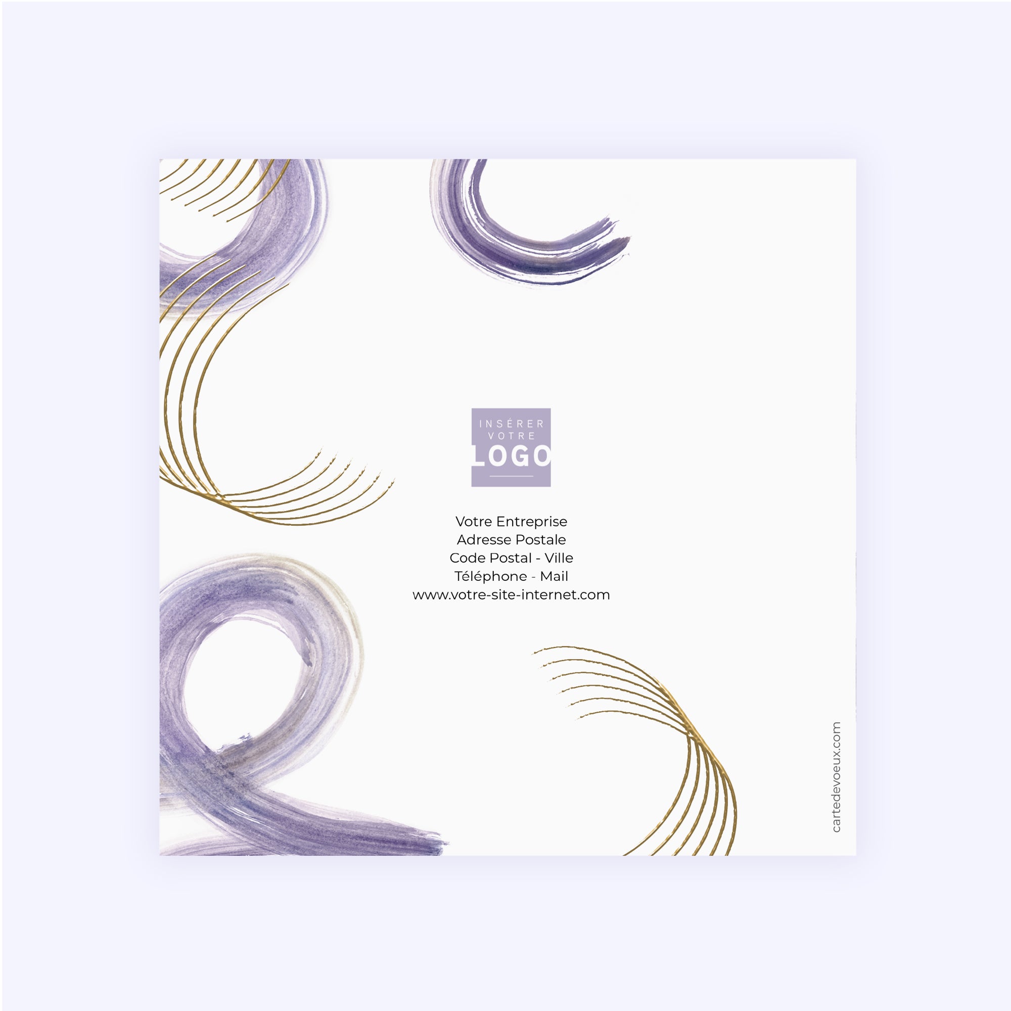 Purple brush | Vœux professionnels • Carte de voeux dorure • Carré double photo N° 3